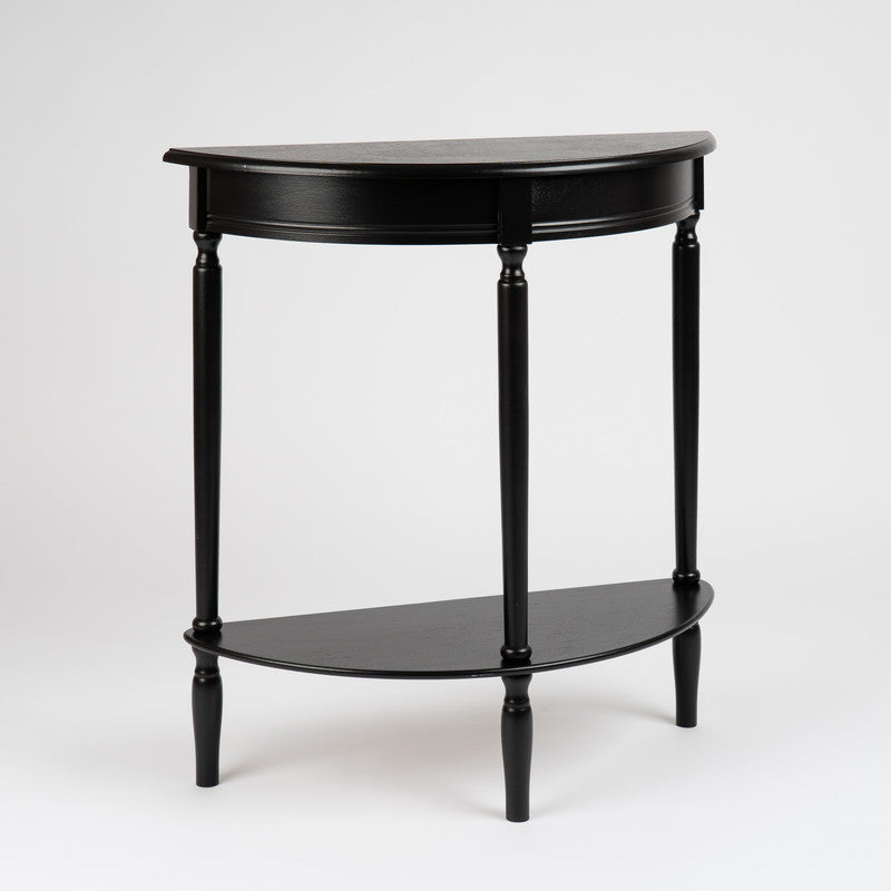Black Wood Half Moon Console Table