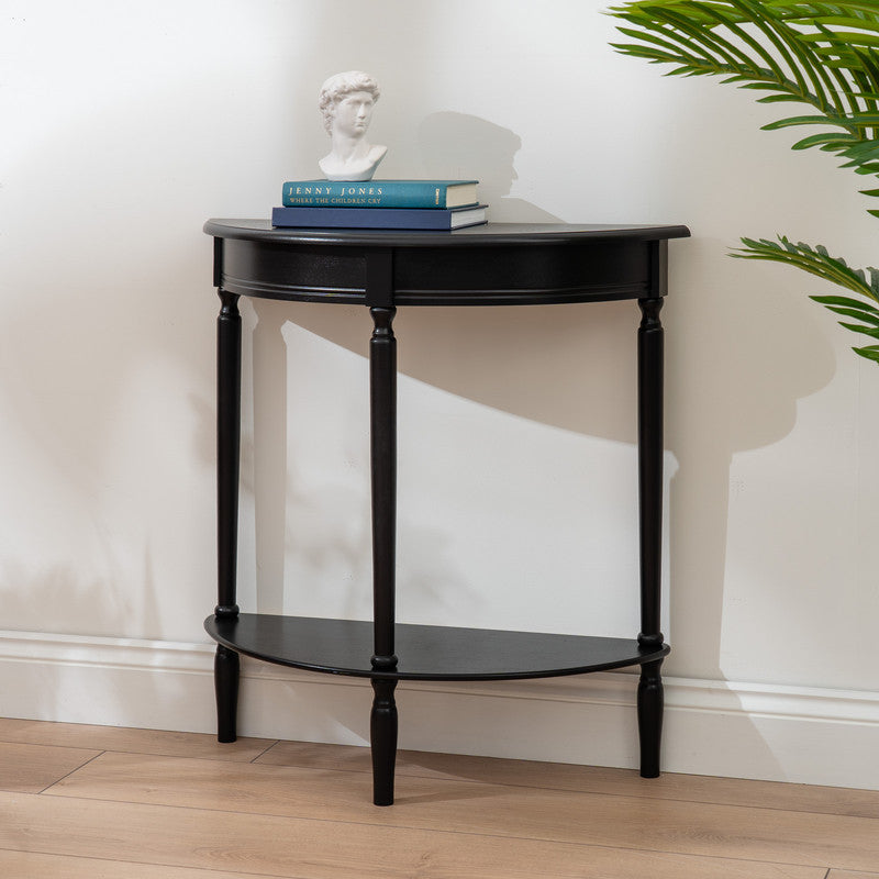 Black Wood Half Moon Console Table