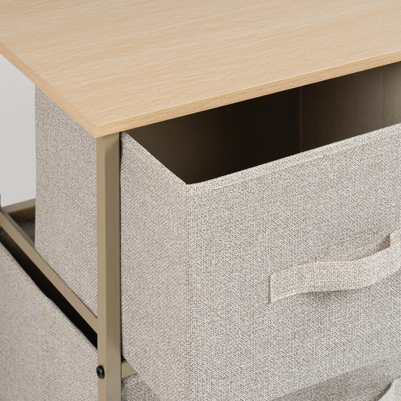 5 Drawer Beige Cabinet with Beige Fabric Drawers