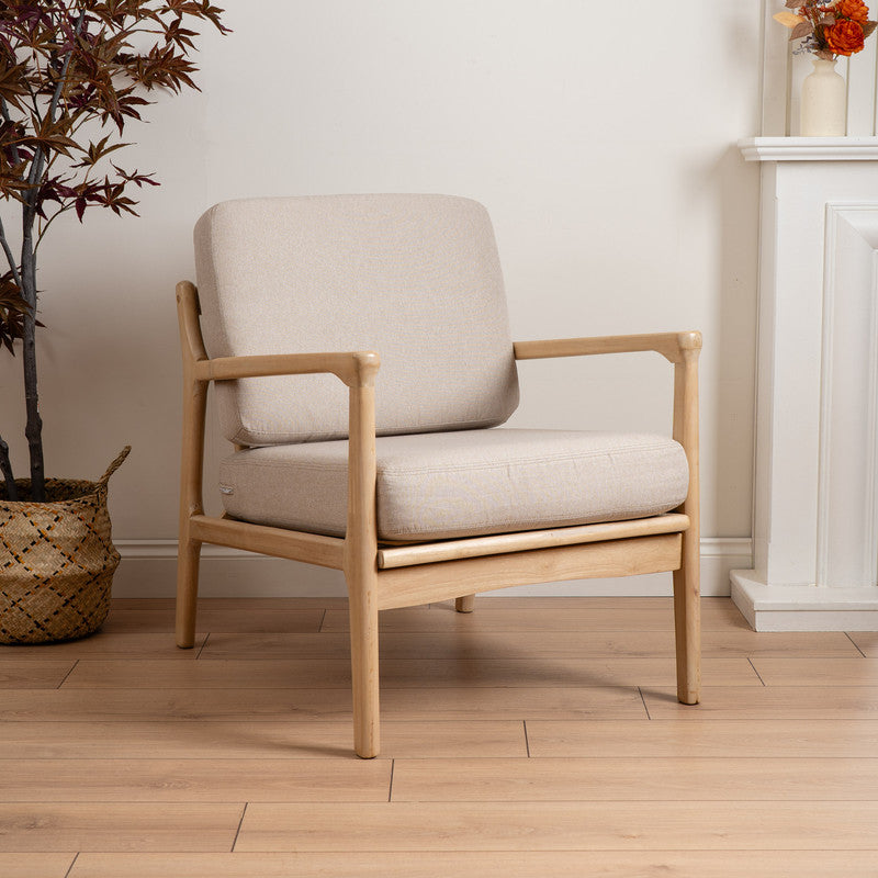 Linen Effect Accent Chair Beige