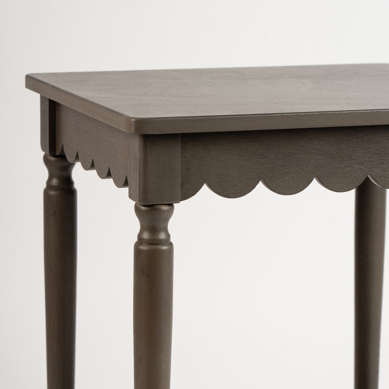 Olive Brown Scalloped Edge Side Table