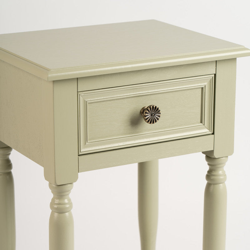 Moss Green Side Table with Drawer