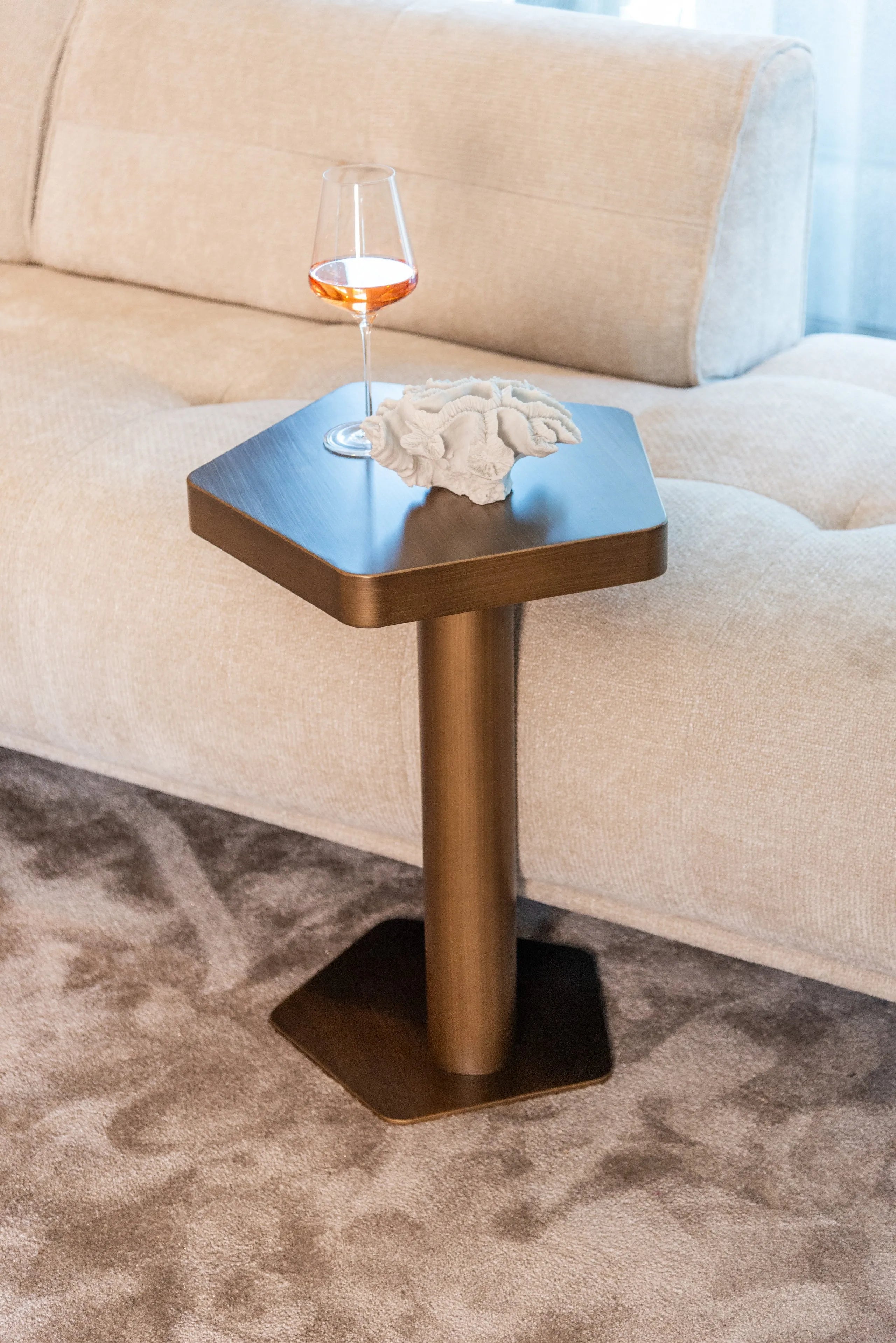 Richmond Interiors Hexa Brushed Gold Side Table