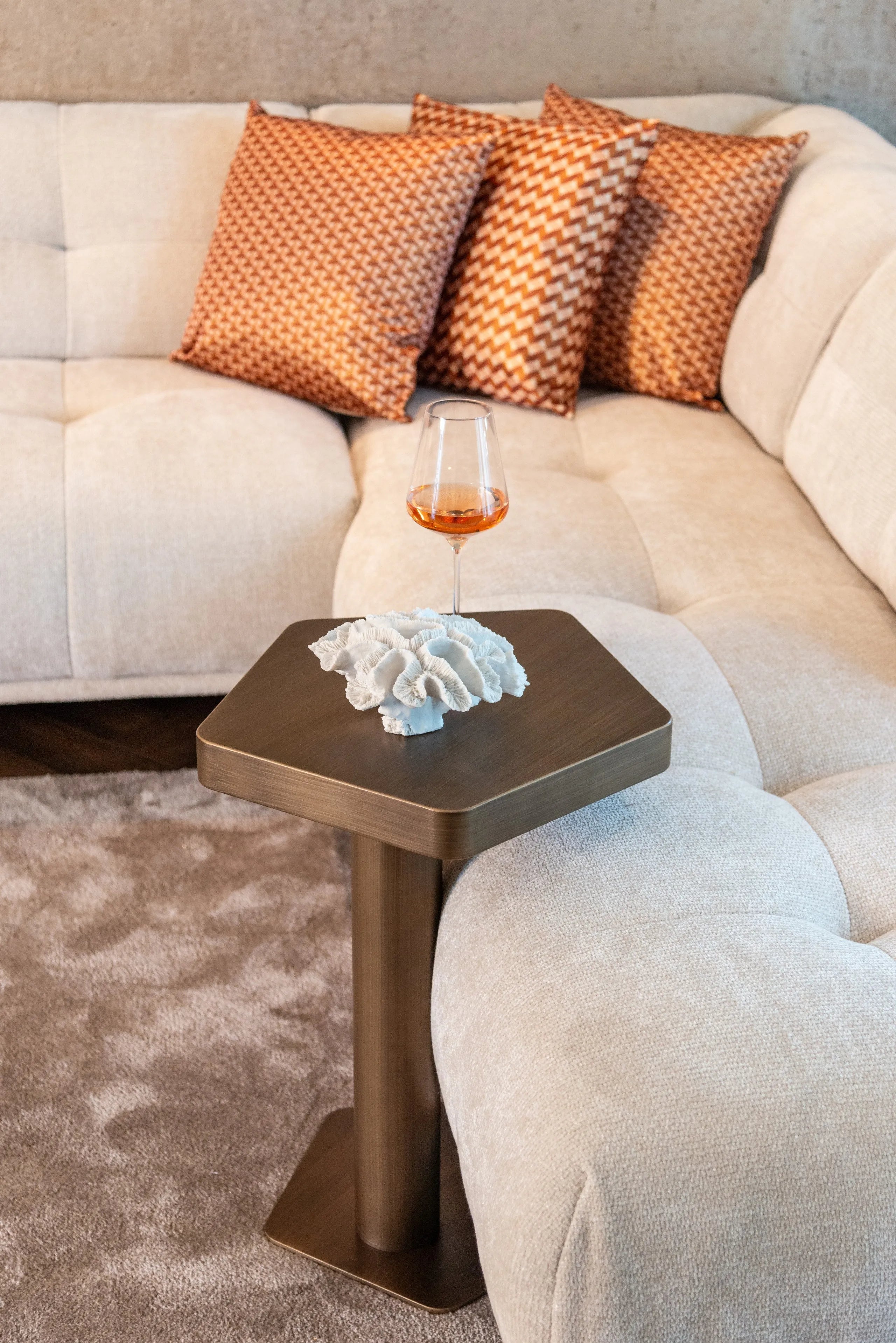 Richmond Interiors Hexa Brushed Gold Side Table