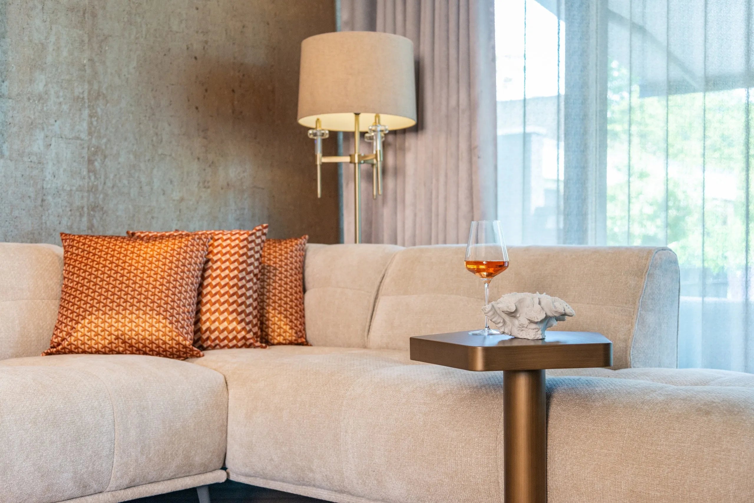 Richmond Interiors Hexa Brushed Gold Side Table