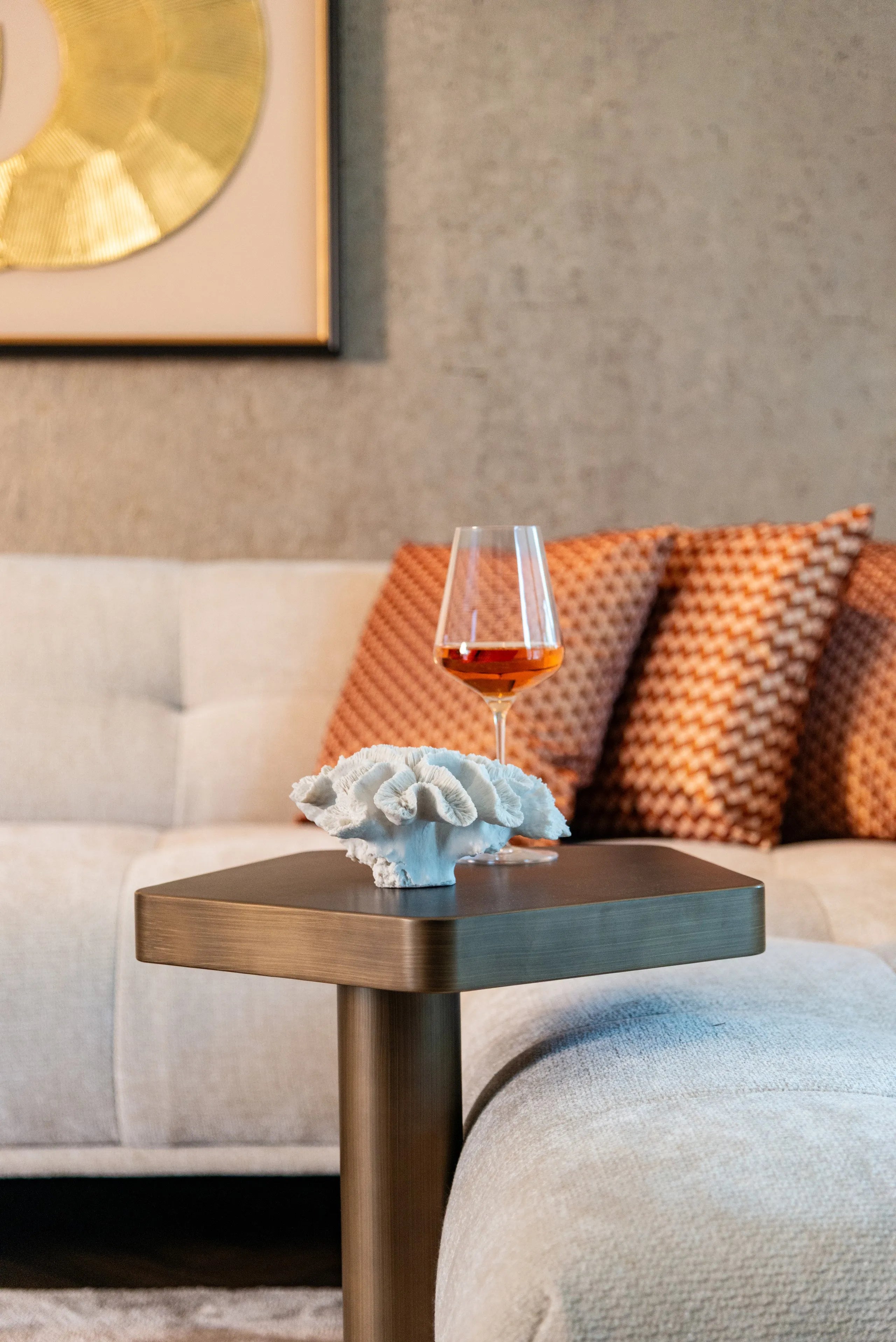 Richmond Interiors Hexa Brushed Gold Side Table
