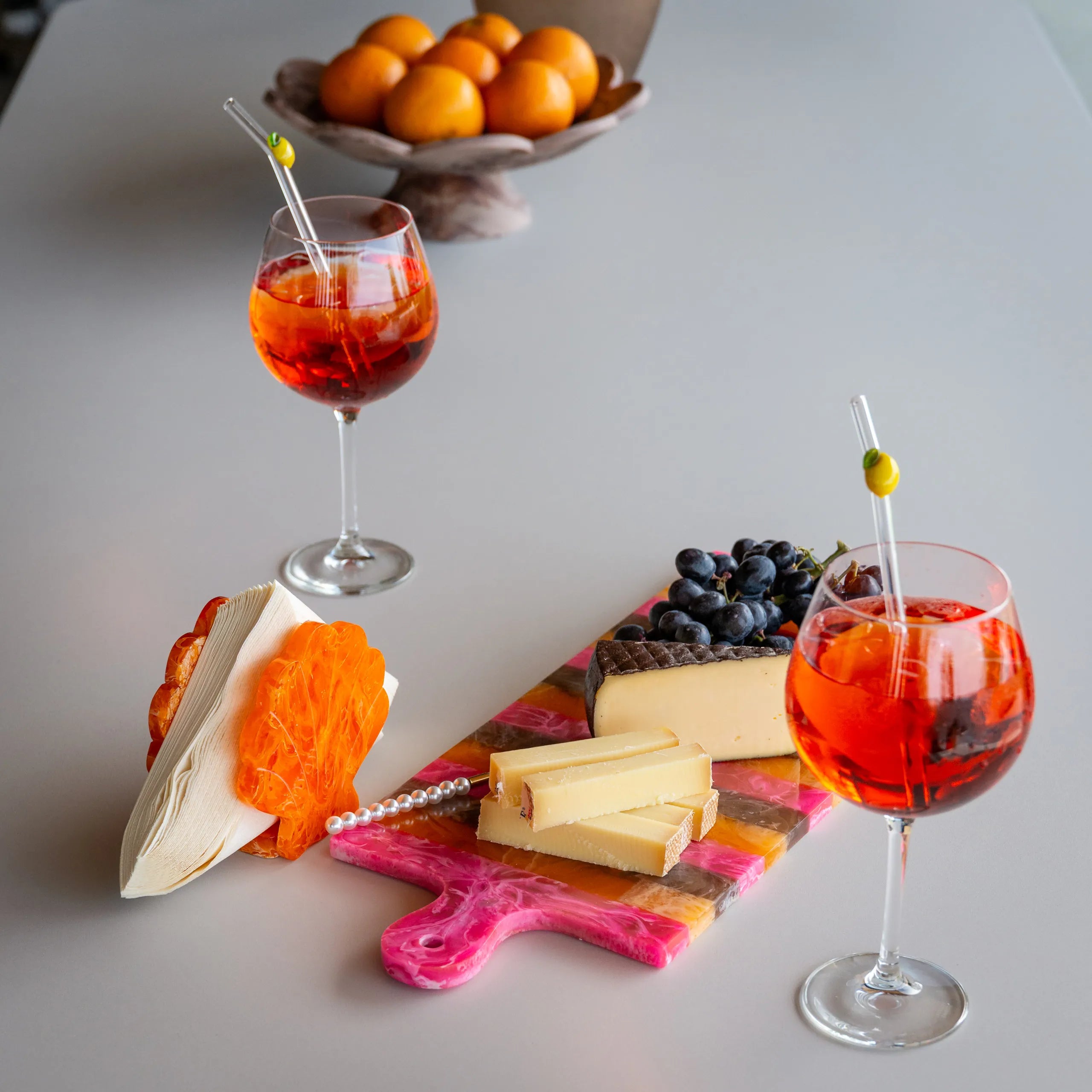 Richmond Interiors Cindy Pink/Orange Resin Serving Board Large