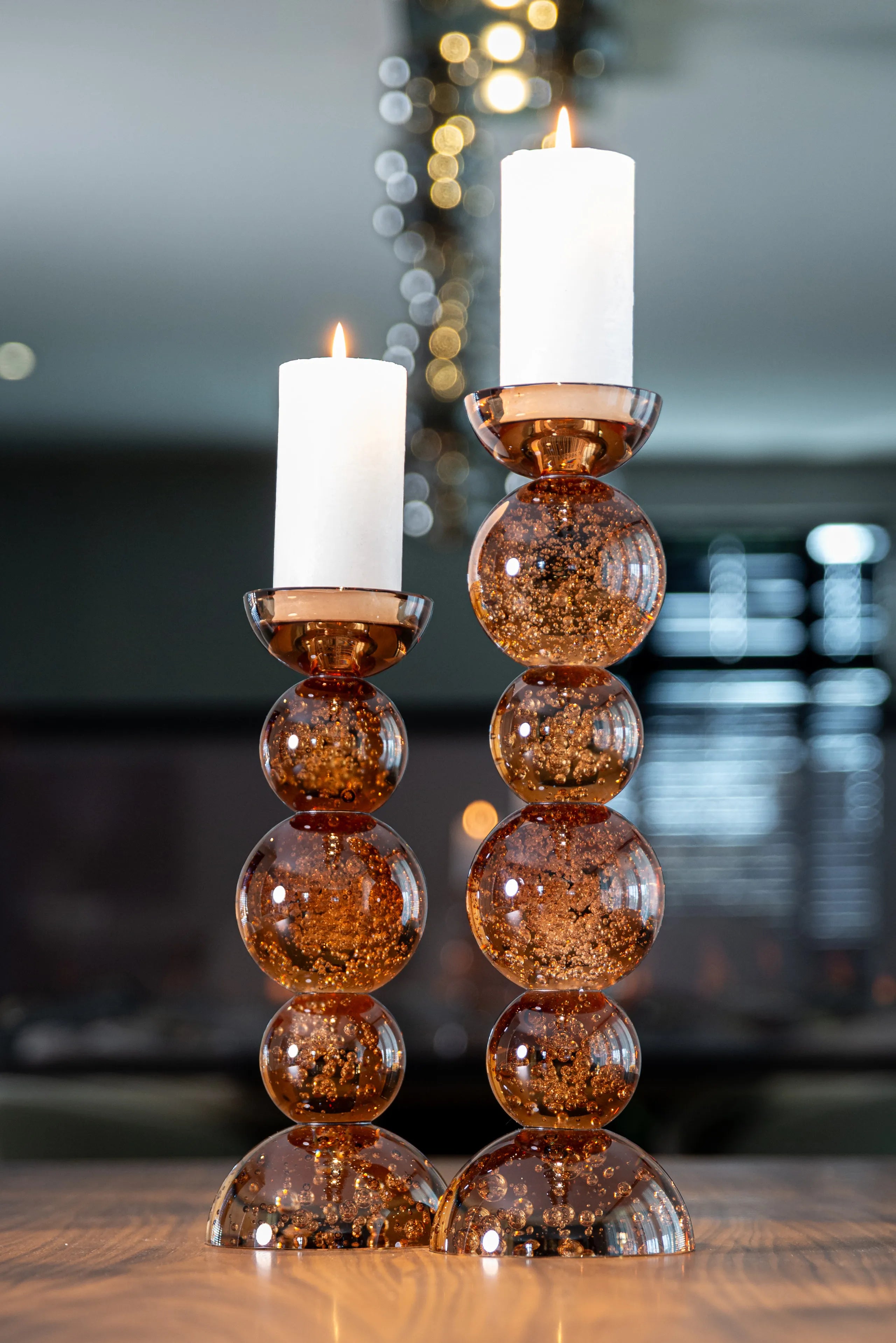 Richmond Interiors Jolita Brown Glass Candle Holder Large