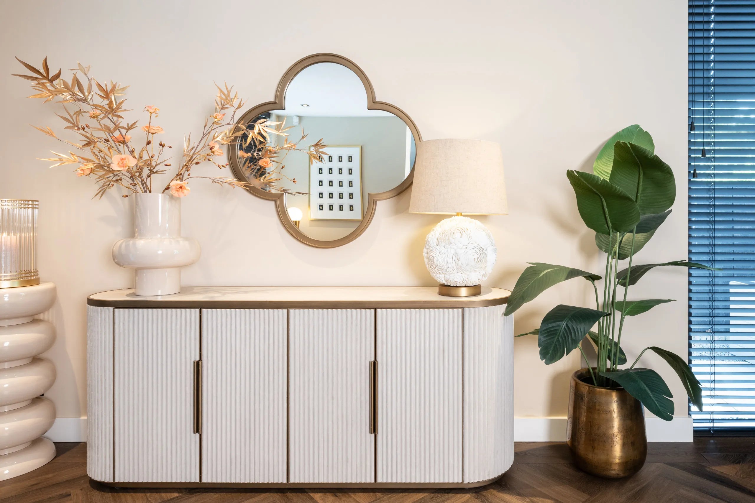 Richmond Interiors Tivoli Gold & White Ceramic Sideboard