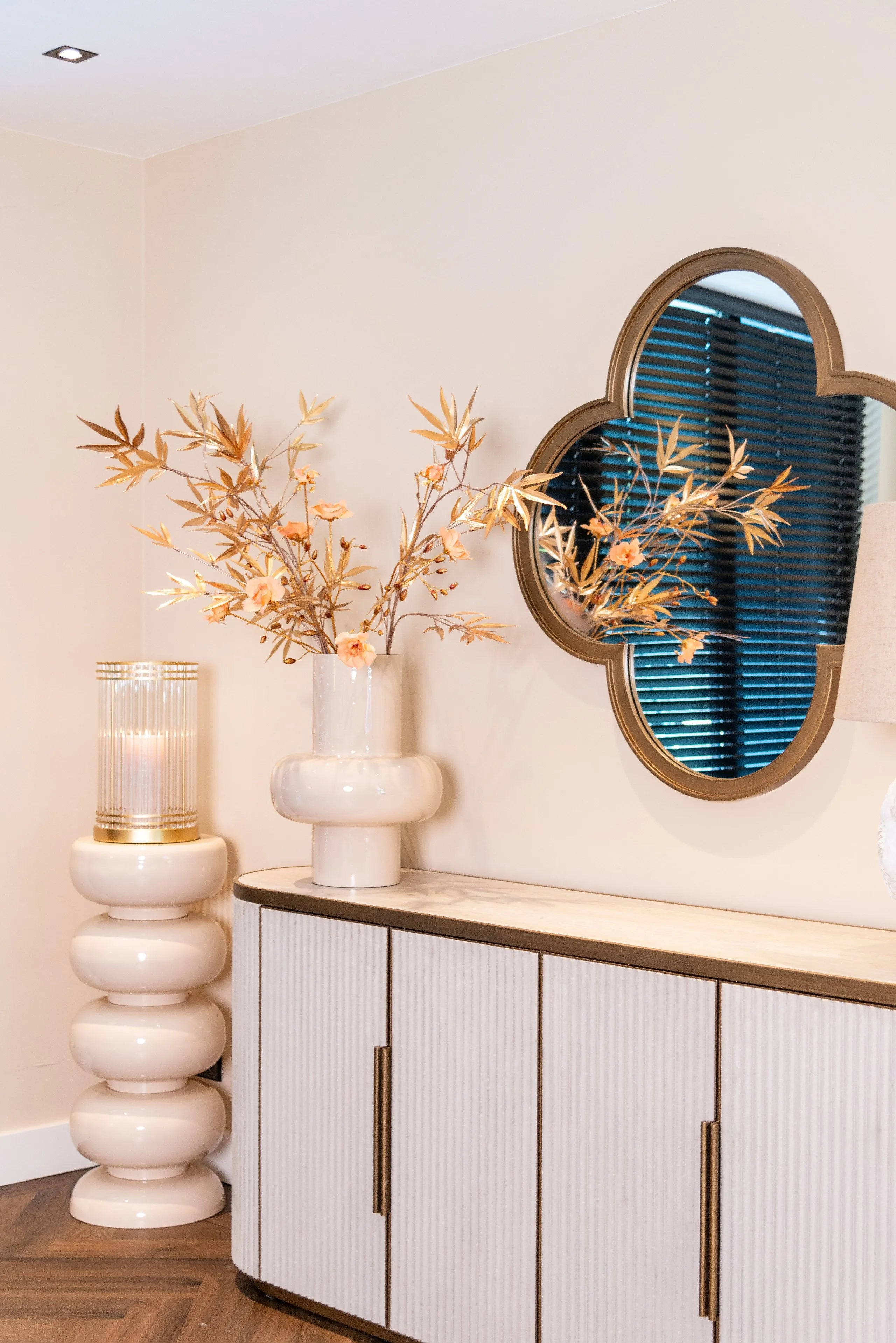 Richmond Interiors Tivoli Gold & White Ceramic Sideboard