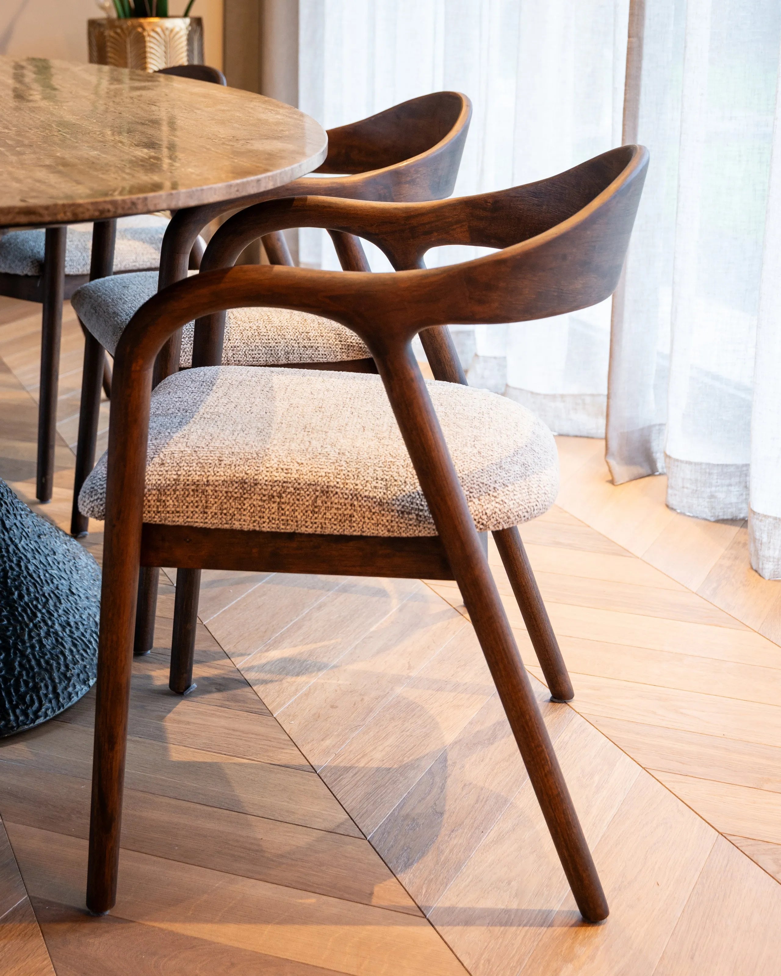 Richmond Interiors Mihara Mocca Brown Cuurved Dining Chair
