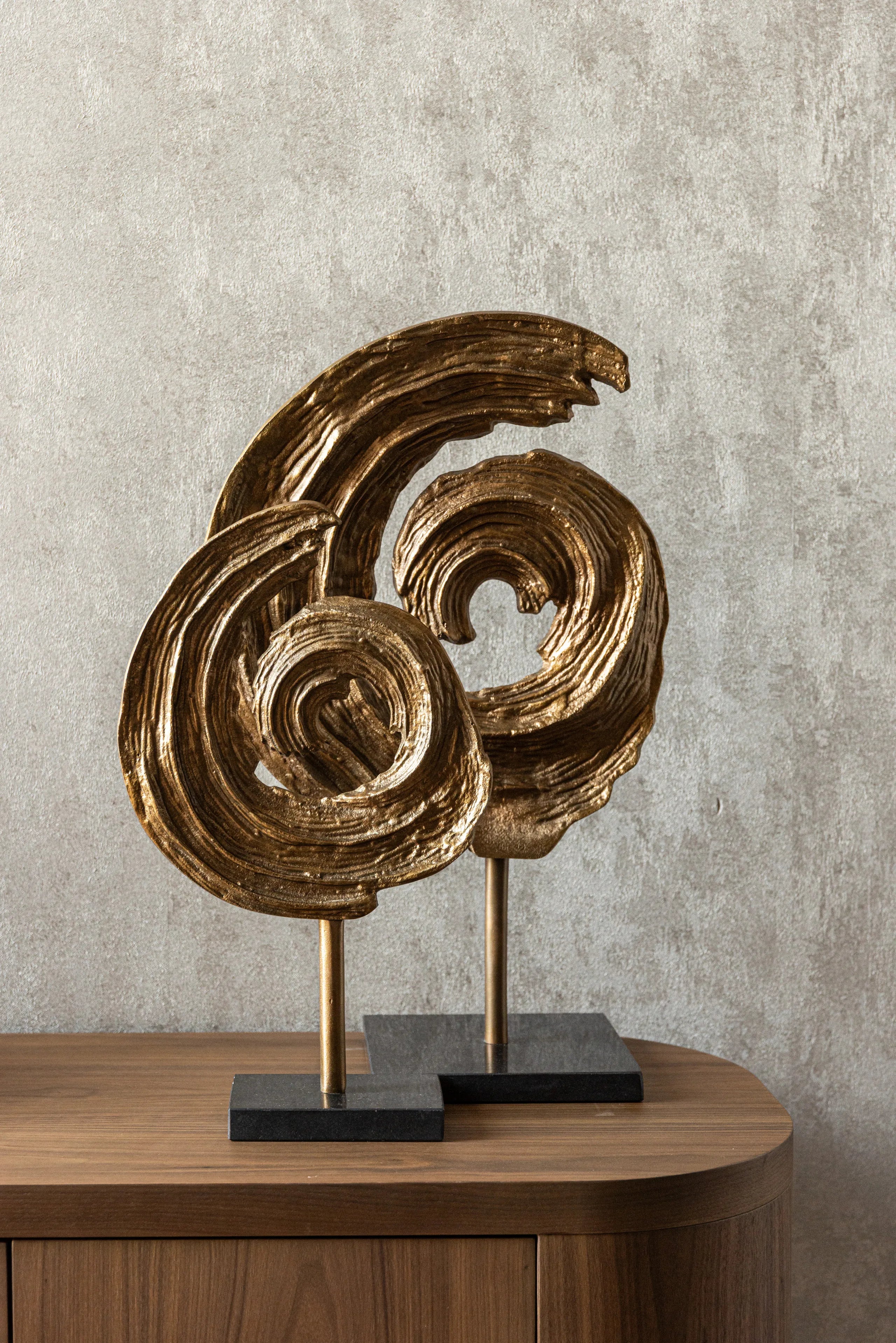 Richmond Interiors Swirl Antique Brass Granite Decorative Object