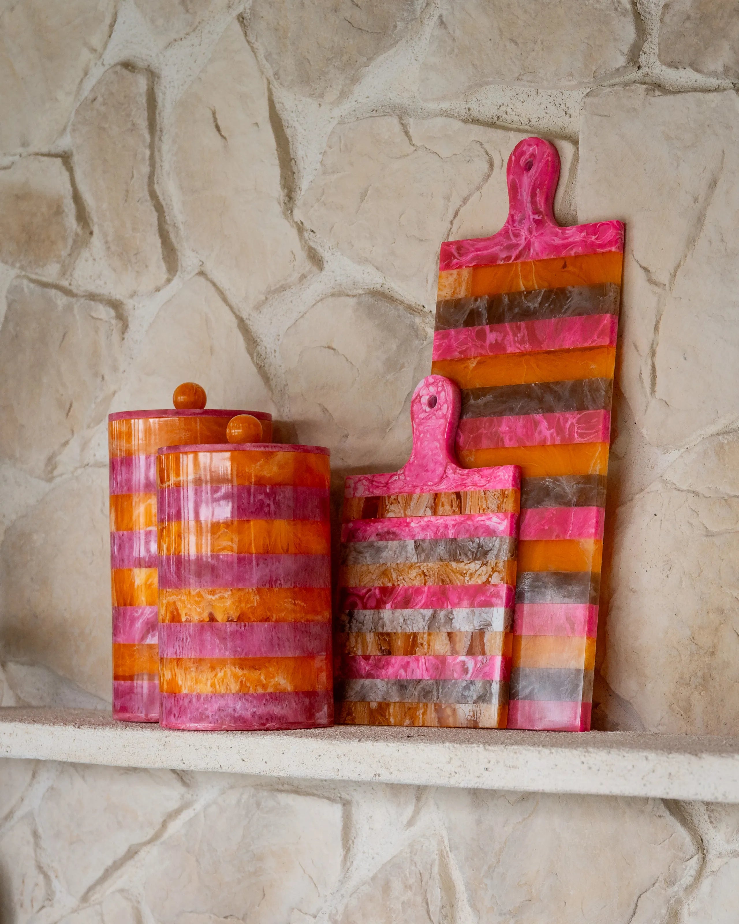 Richmond Interiors Cindy Pink/Orange Resin Serving Board Small