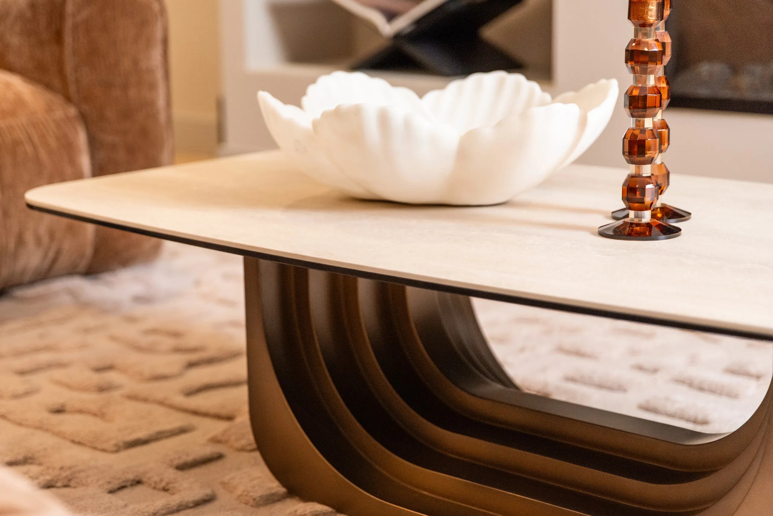 Richmond Interiors Maxfield Faux Travertine Coffee Table