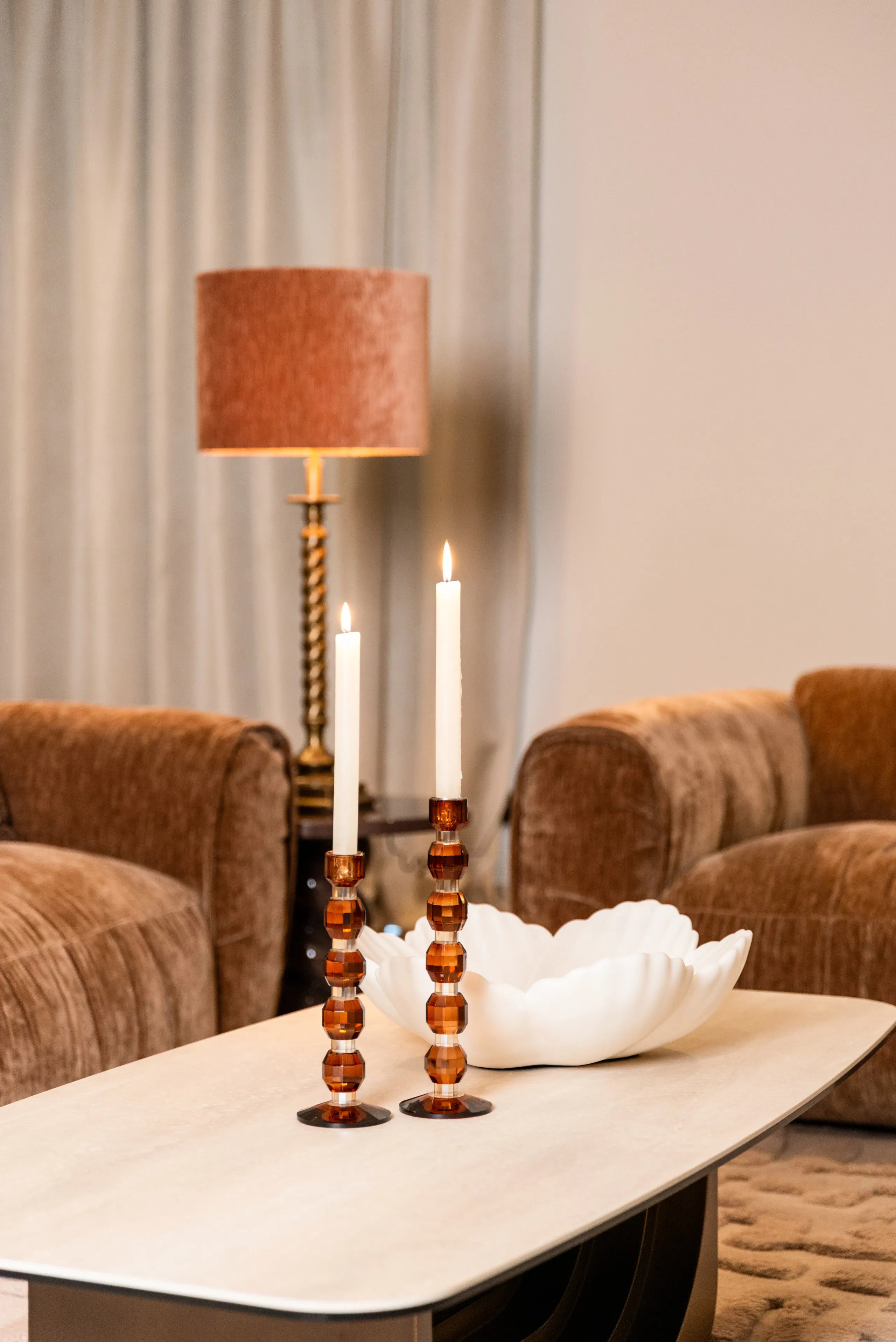 Richmond Interiors Lowan Brown Glass Candle Holder Small