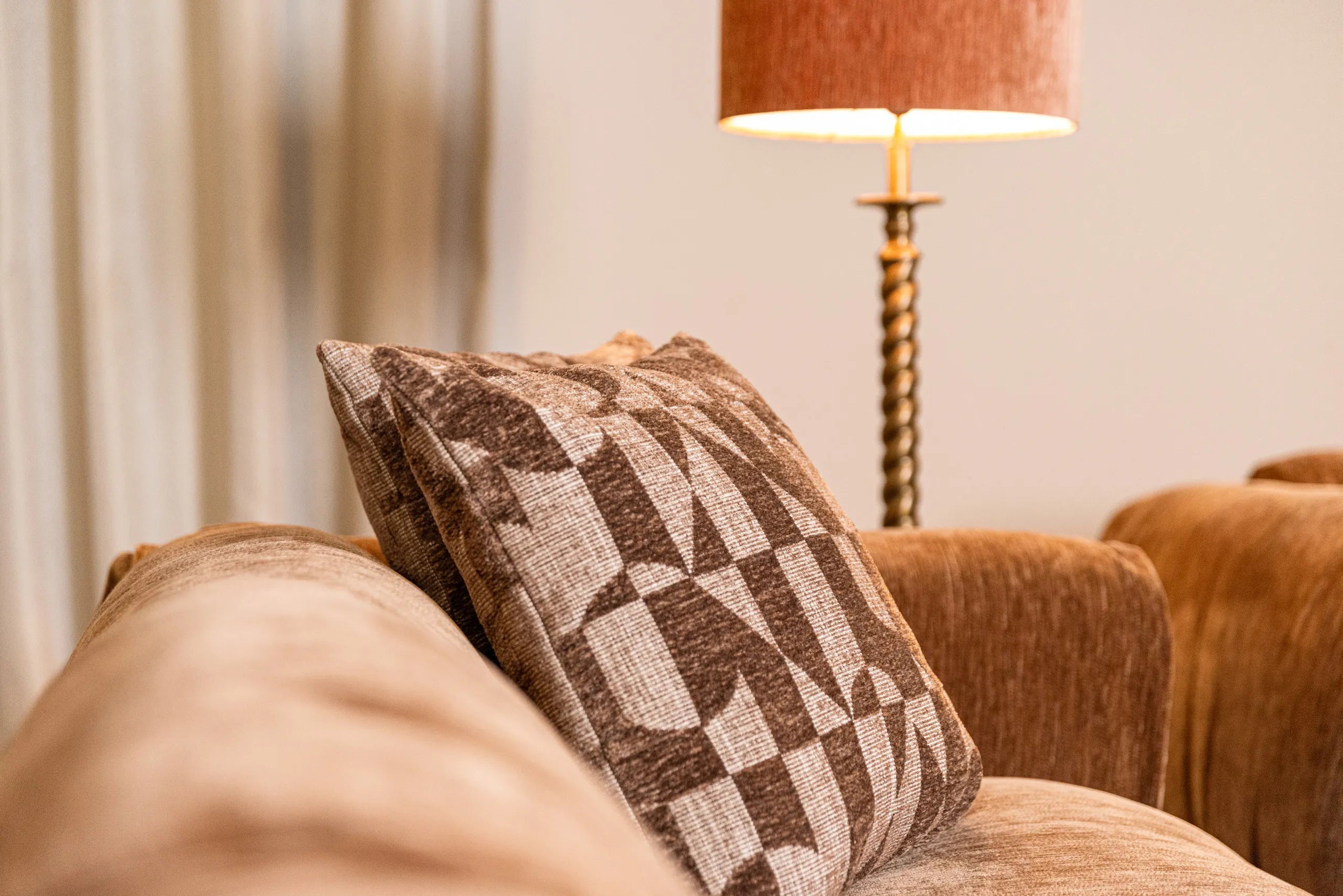 Richmond Interiors Aria Brown Geometric Cushion