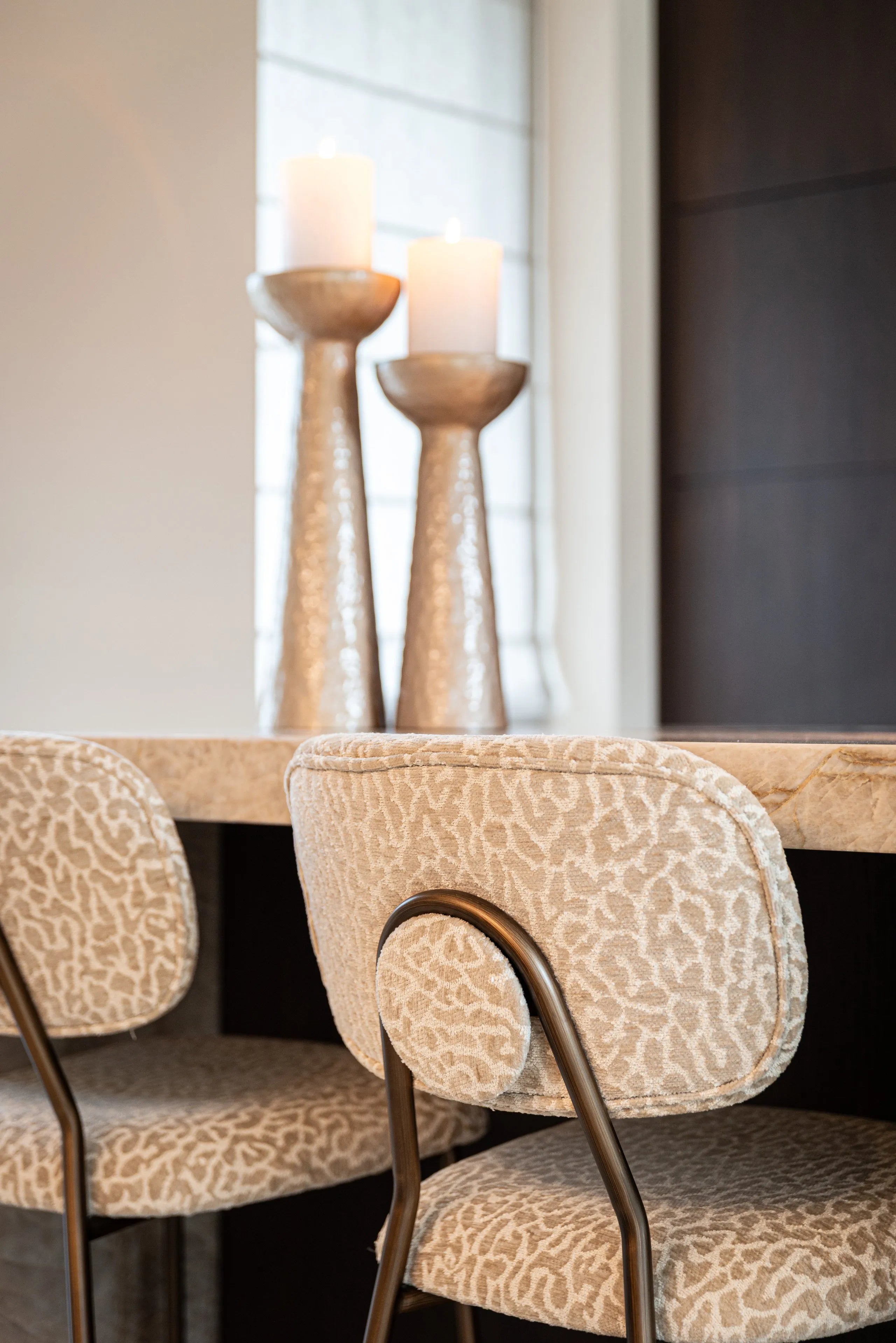 Set of 2 Richmond Interiors Xenia Beige Leopard Counter Stool