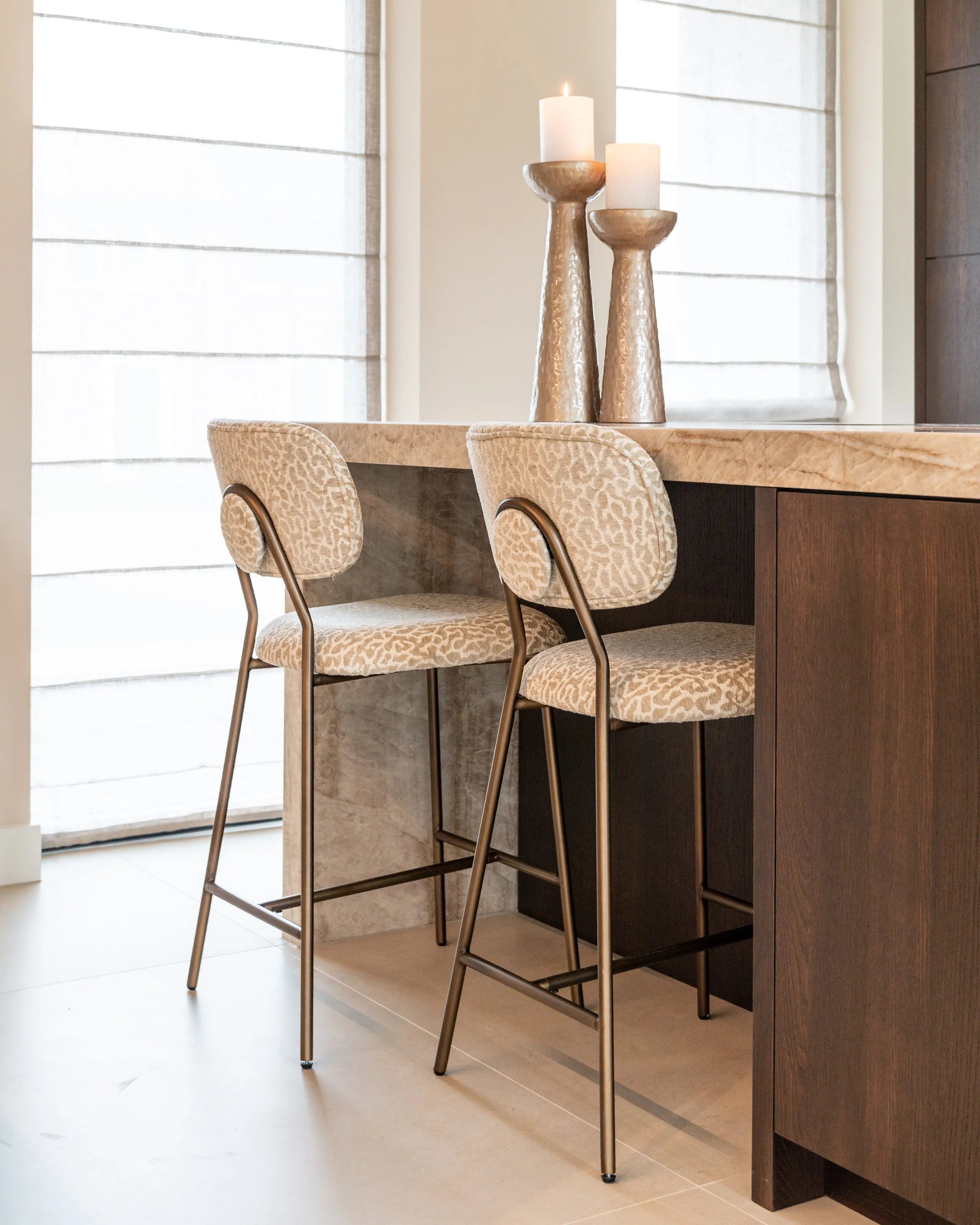 Set of 2 Richmond Interiors Xenia Beige Leopard Counter Stool