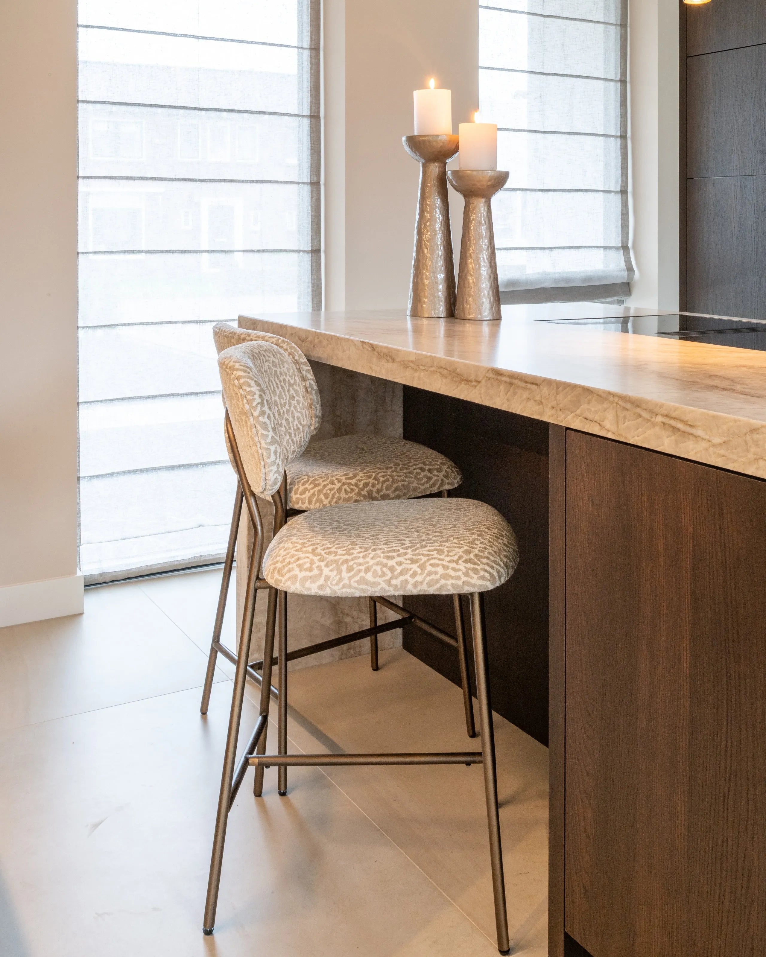 Set of 2 Richmond Interiors Xenia Beige Leopard Counter Stool