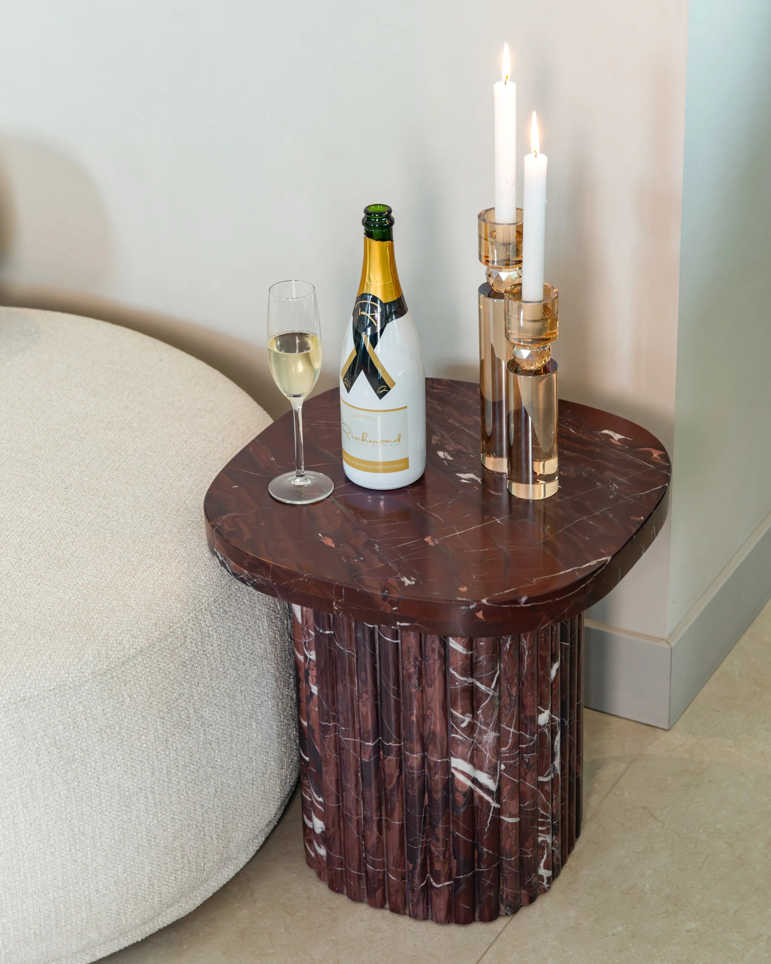 Richmond Interiors Piper Champagne Gold Glass Candle Holder Large