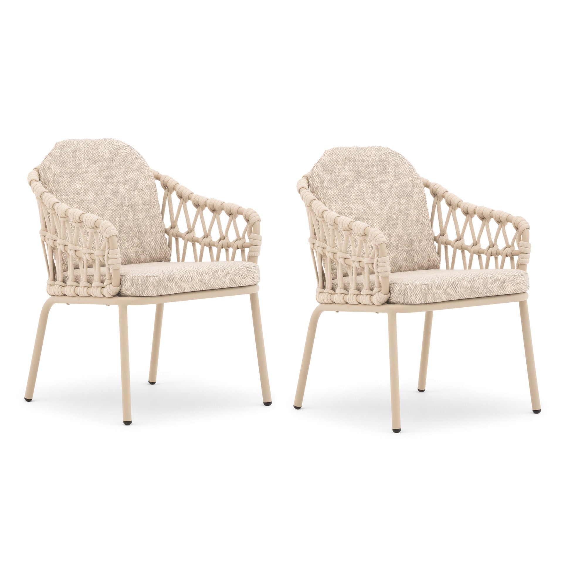 Sicily Rope Set of 2 Dining Chairs - Latte Frame-Latte Cushions