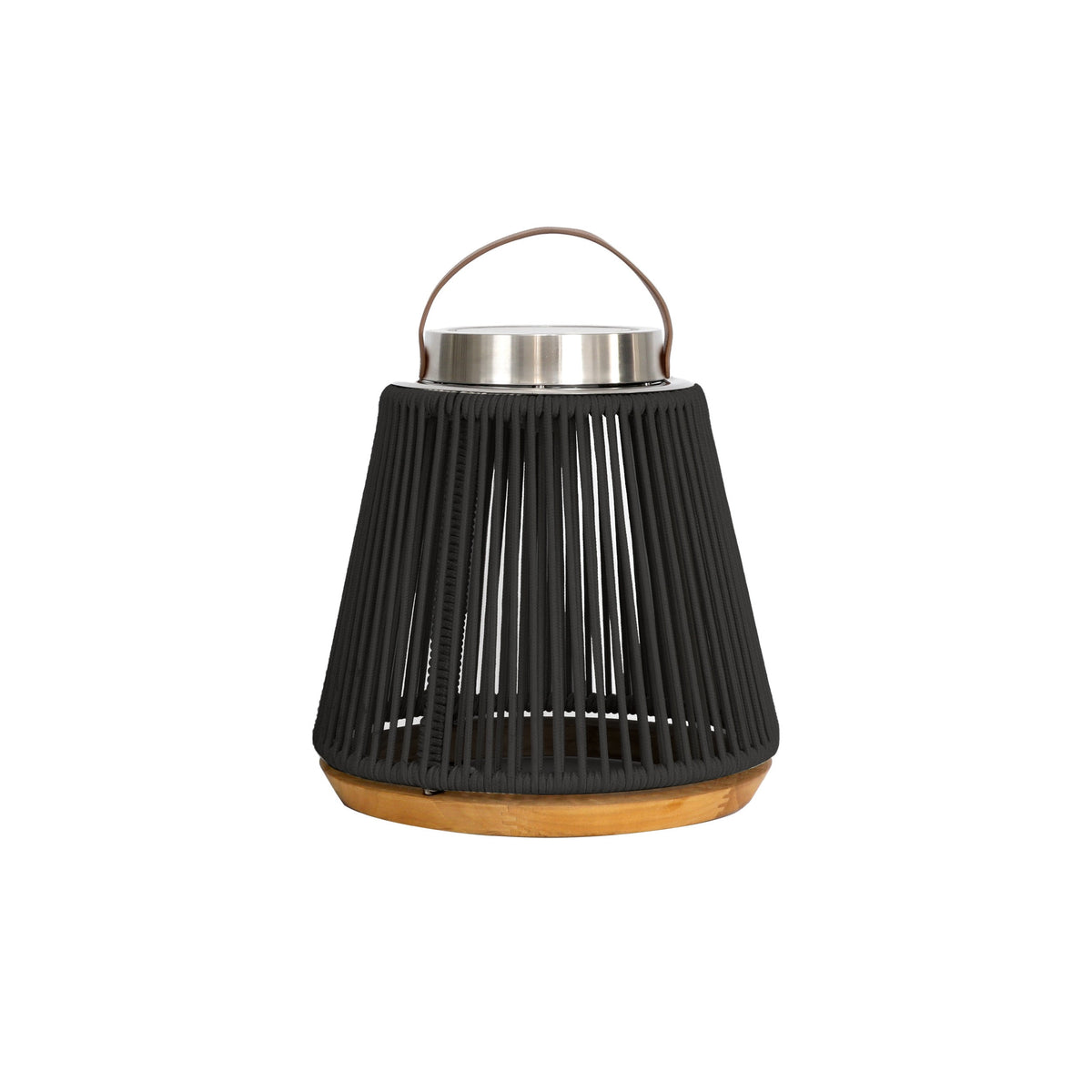 Athena Charcoal Black Rope Detail Outdoor Solar Lantern Lamp | Small