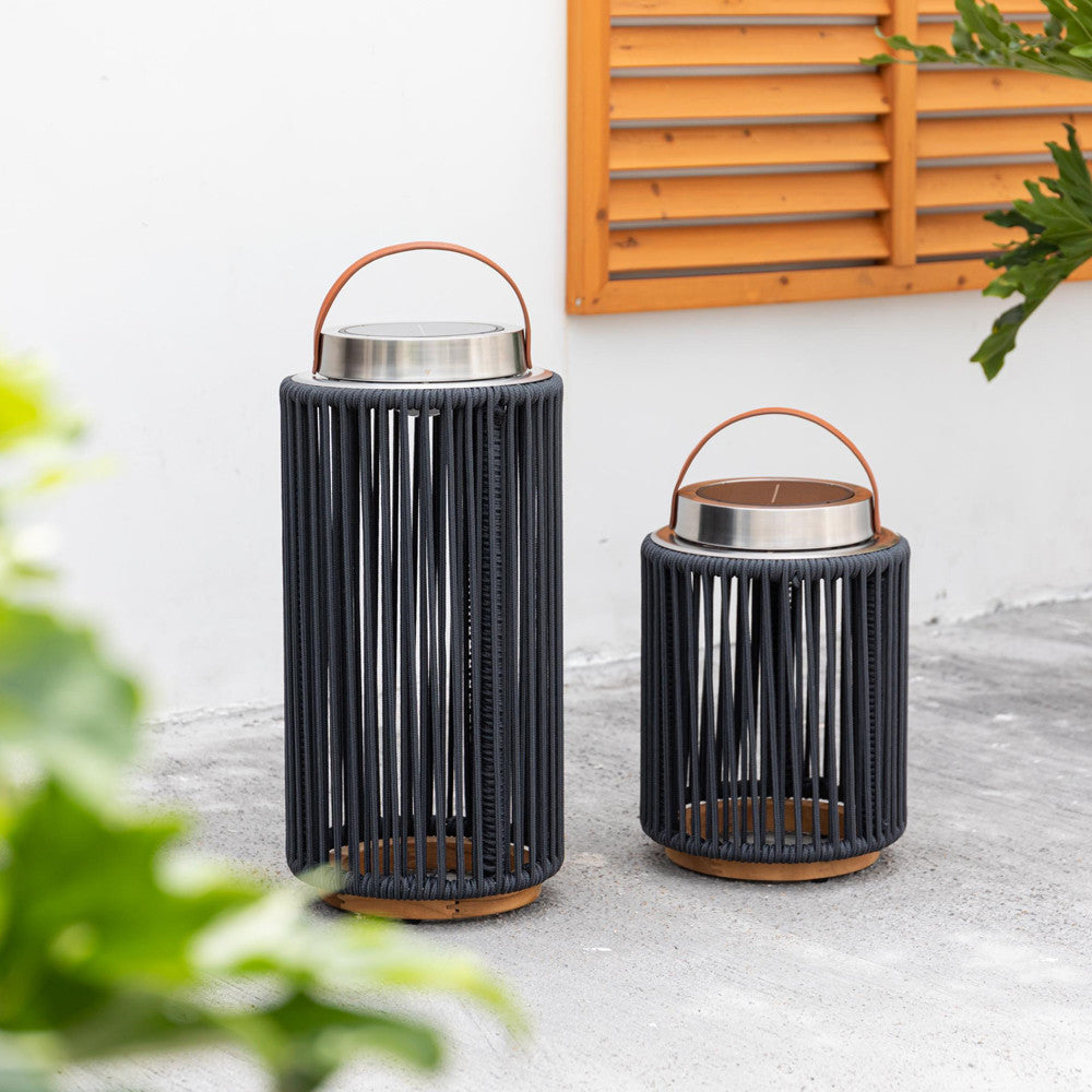Luna Charcoal Black Rope Outdoor Solar Light Small