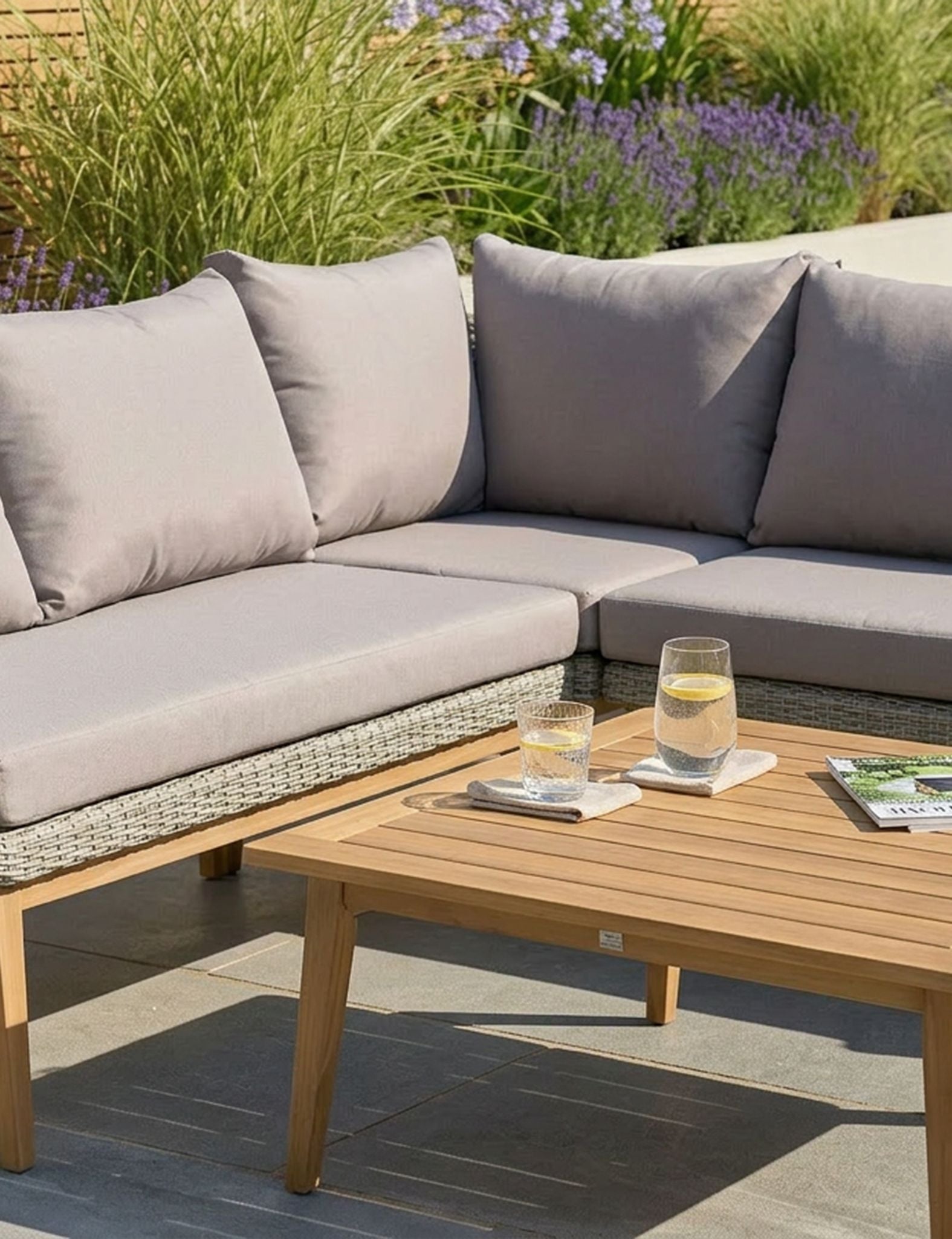 Sol 5 Seater Grey Corner Lounge Set with Square Coffee Table