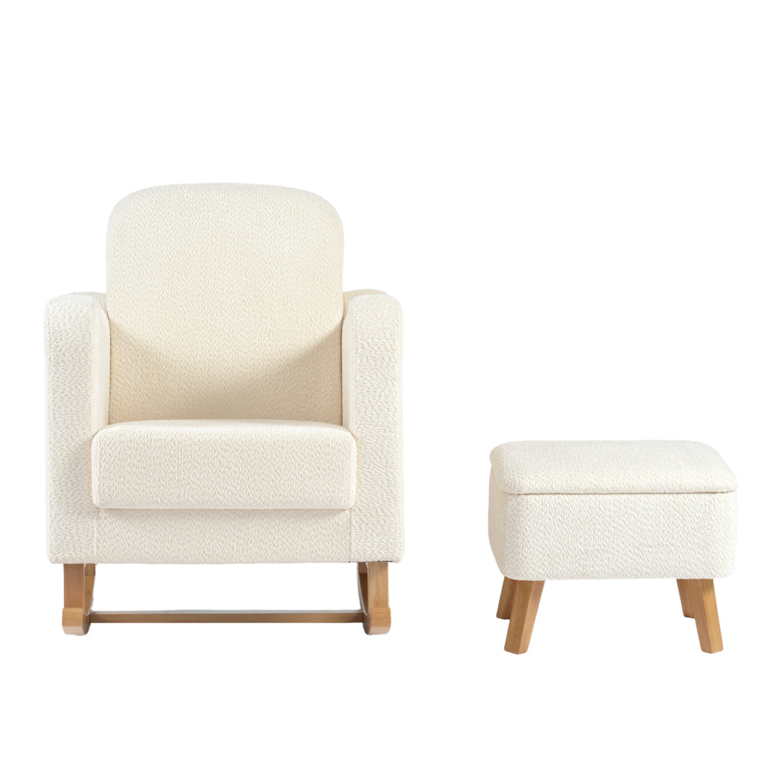 Soother Nursing Chair and Stool Off White Boucle