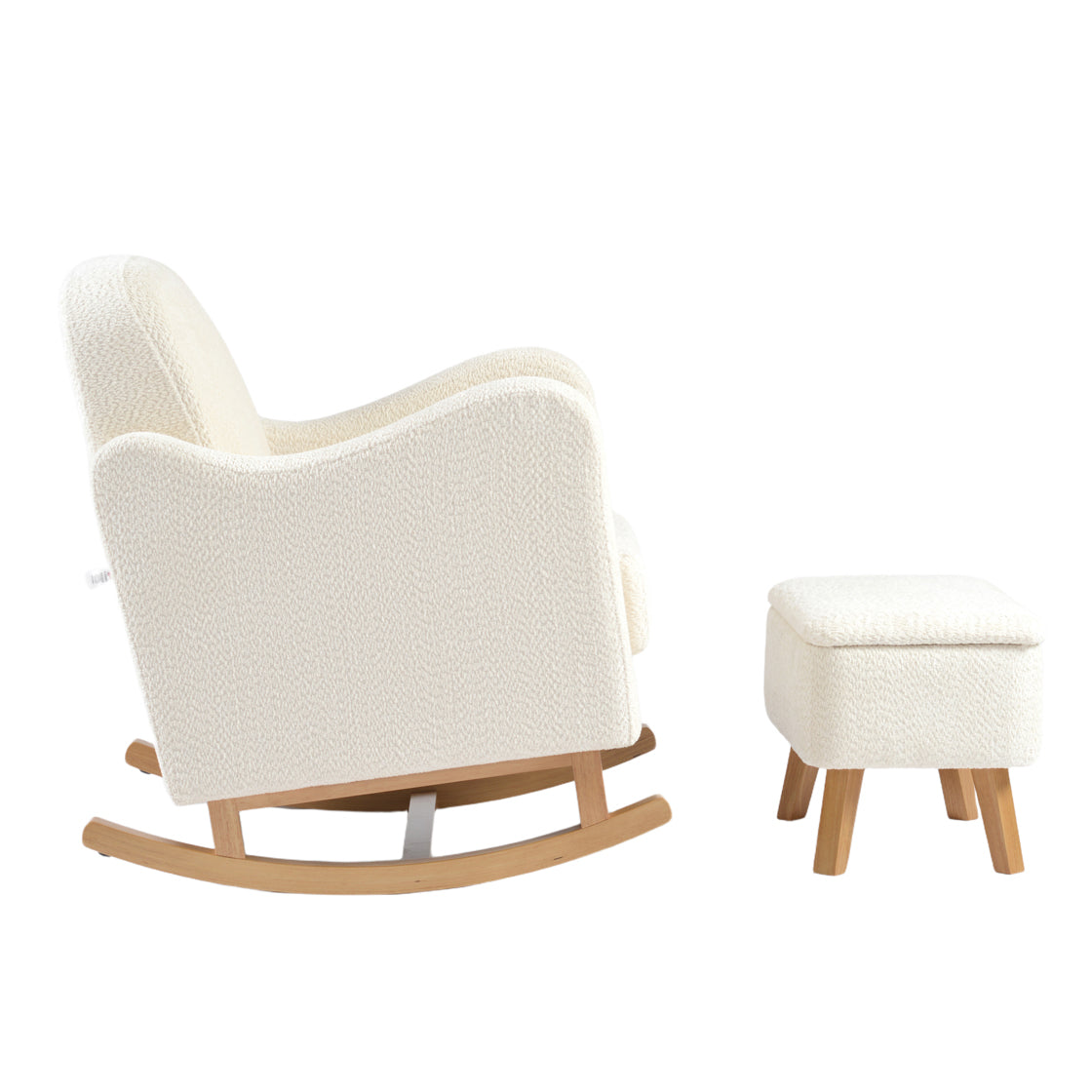 Soother Nursing Chair and Stool Off White Boucle