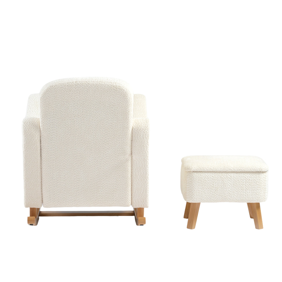 Soother Nursing Chair and Stool Off White Boucle
