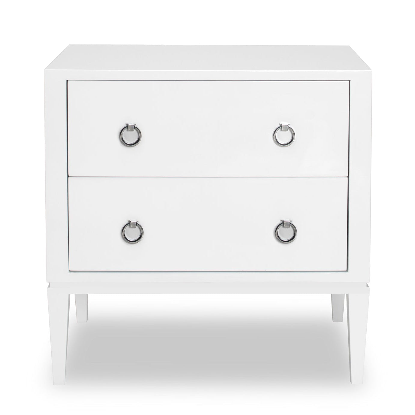Verona Solid Wood & White High Gloss Bedside Table