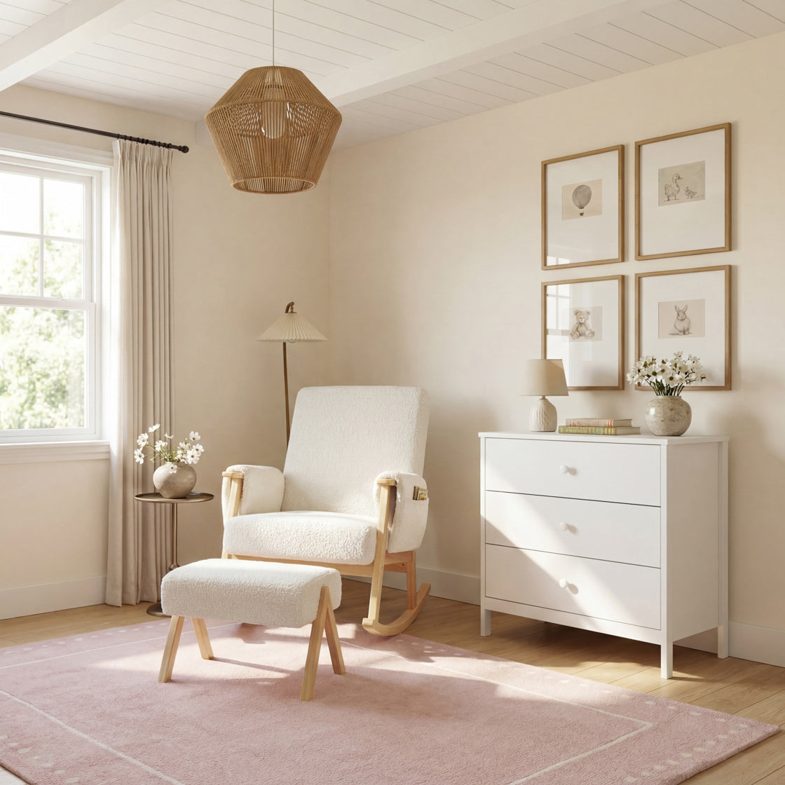 Storyteller Nursing Chair and Stool Off White Ted