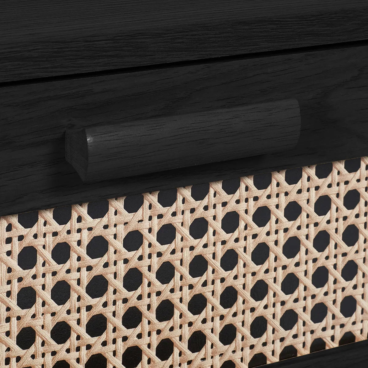 Asbury Wood Bedside Table | 2 Drawers - Black Ash
