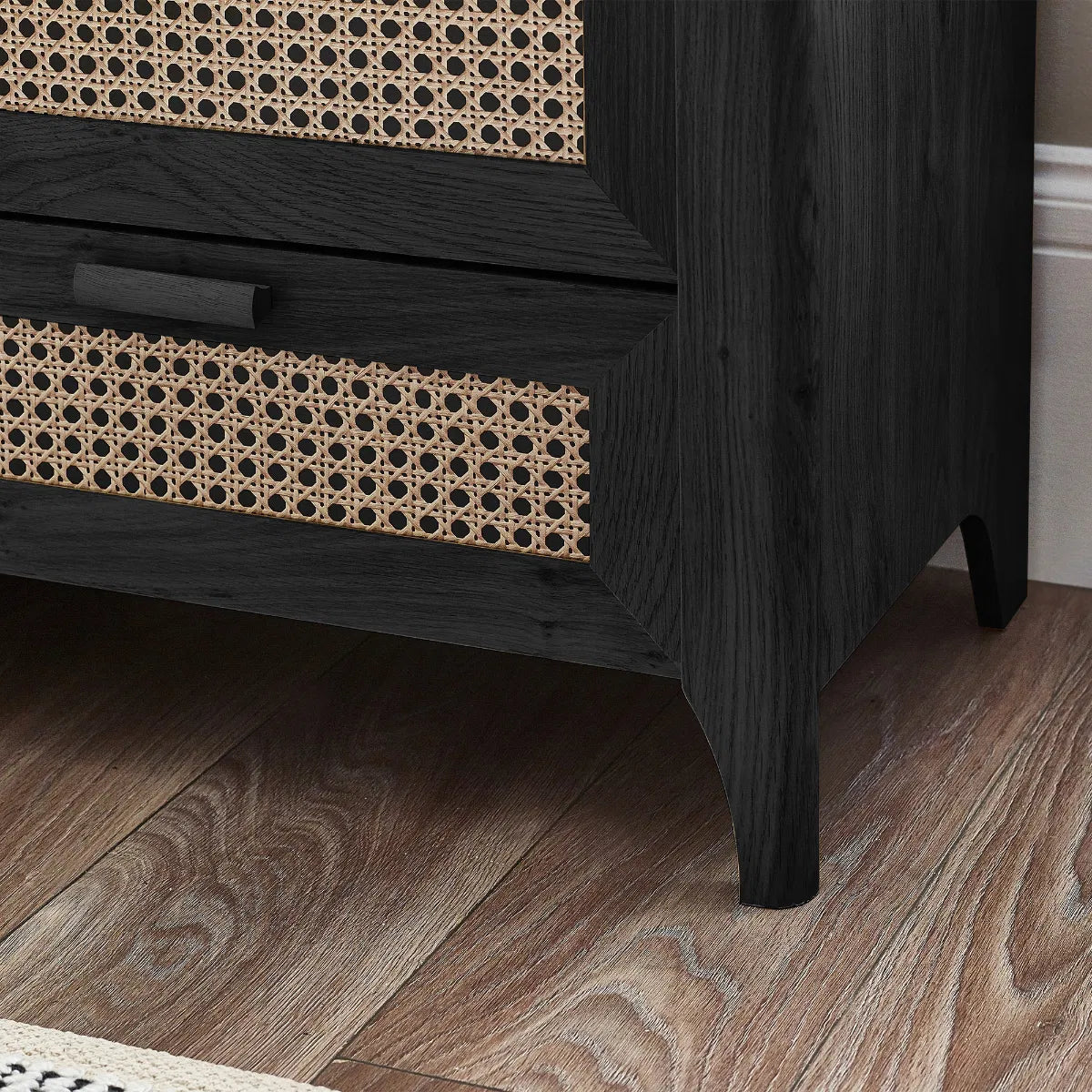 Asbury Wood Chest of Drawers | 6 Drawers - Black Ash