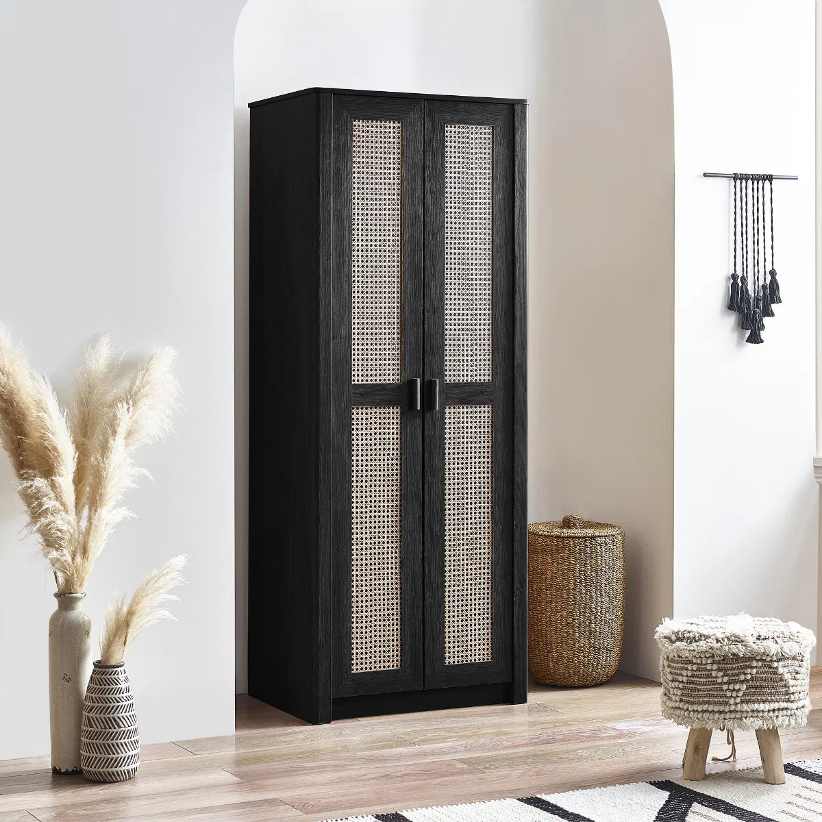 Asbury Wood Double Wardrobe - Black Ash
