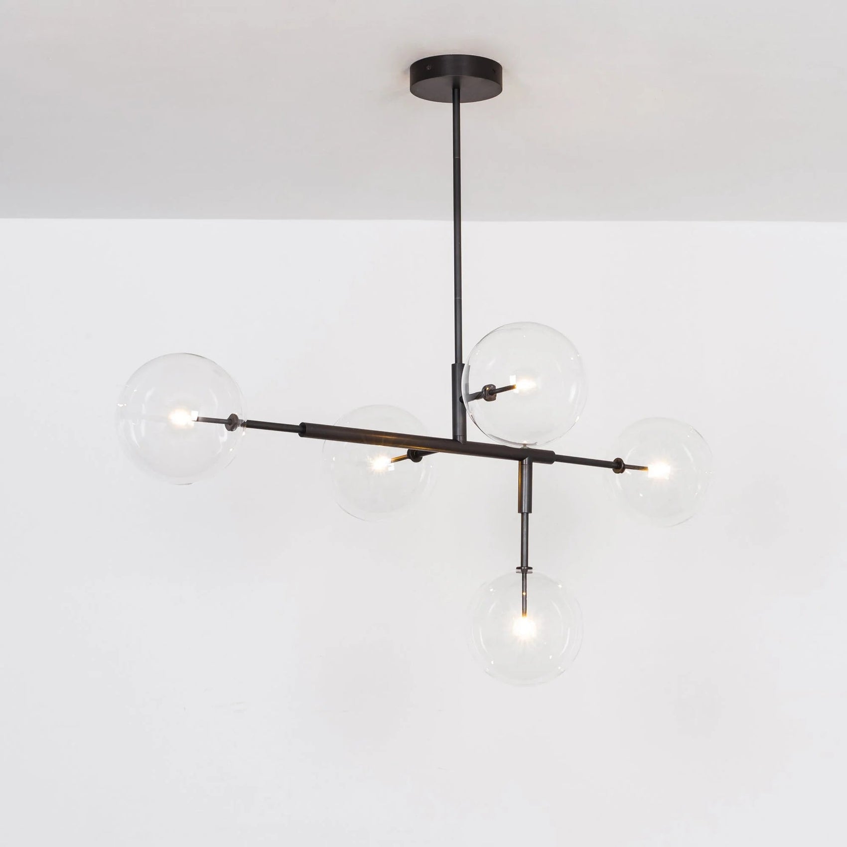 Schwung Axis Black Gunmetal Transparent Globe Ceiling Light