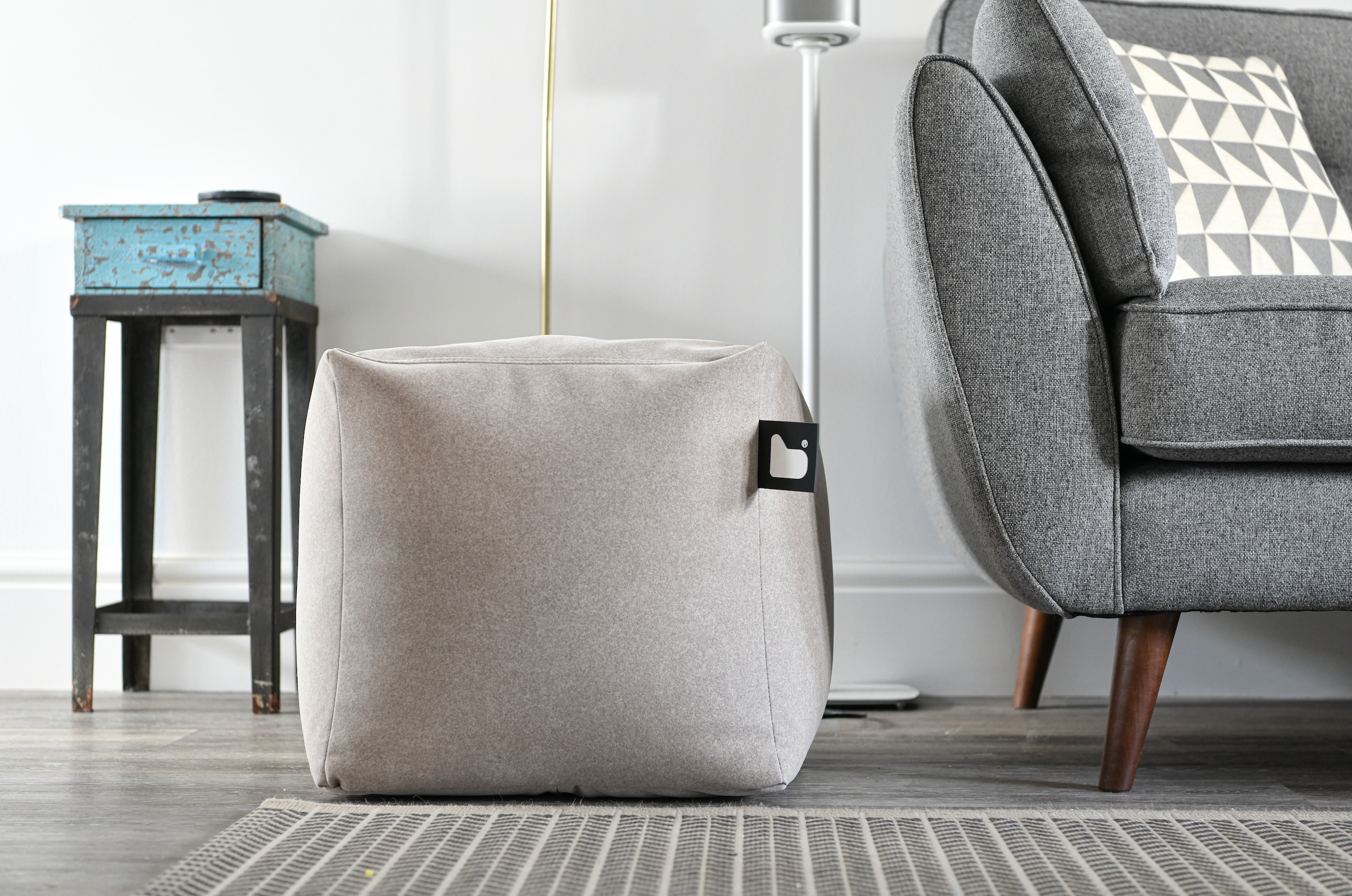 Extreme Lounging B-Box Stone Brushed Suede Pouffe