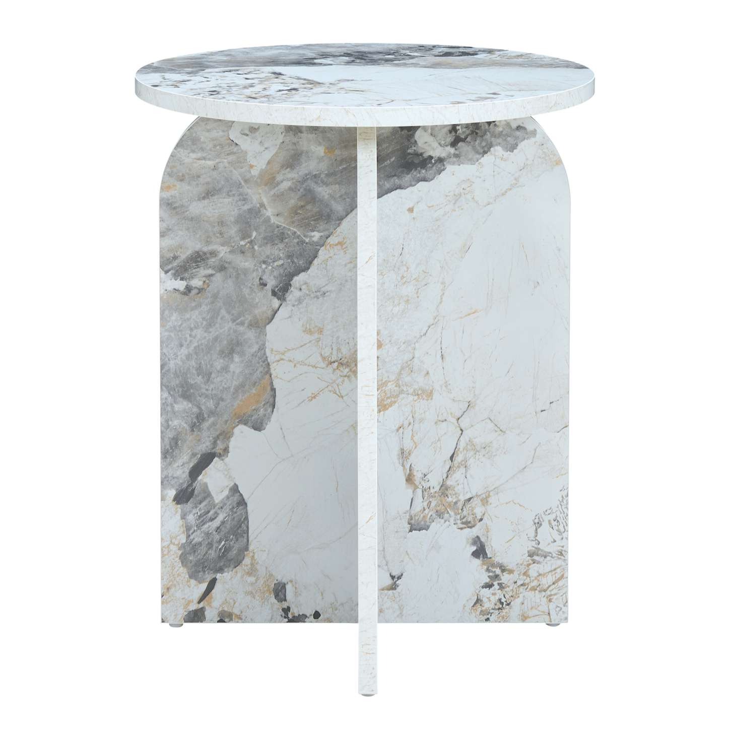 Arco White Marble Effect Round Side Table