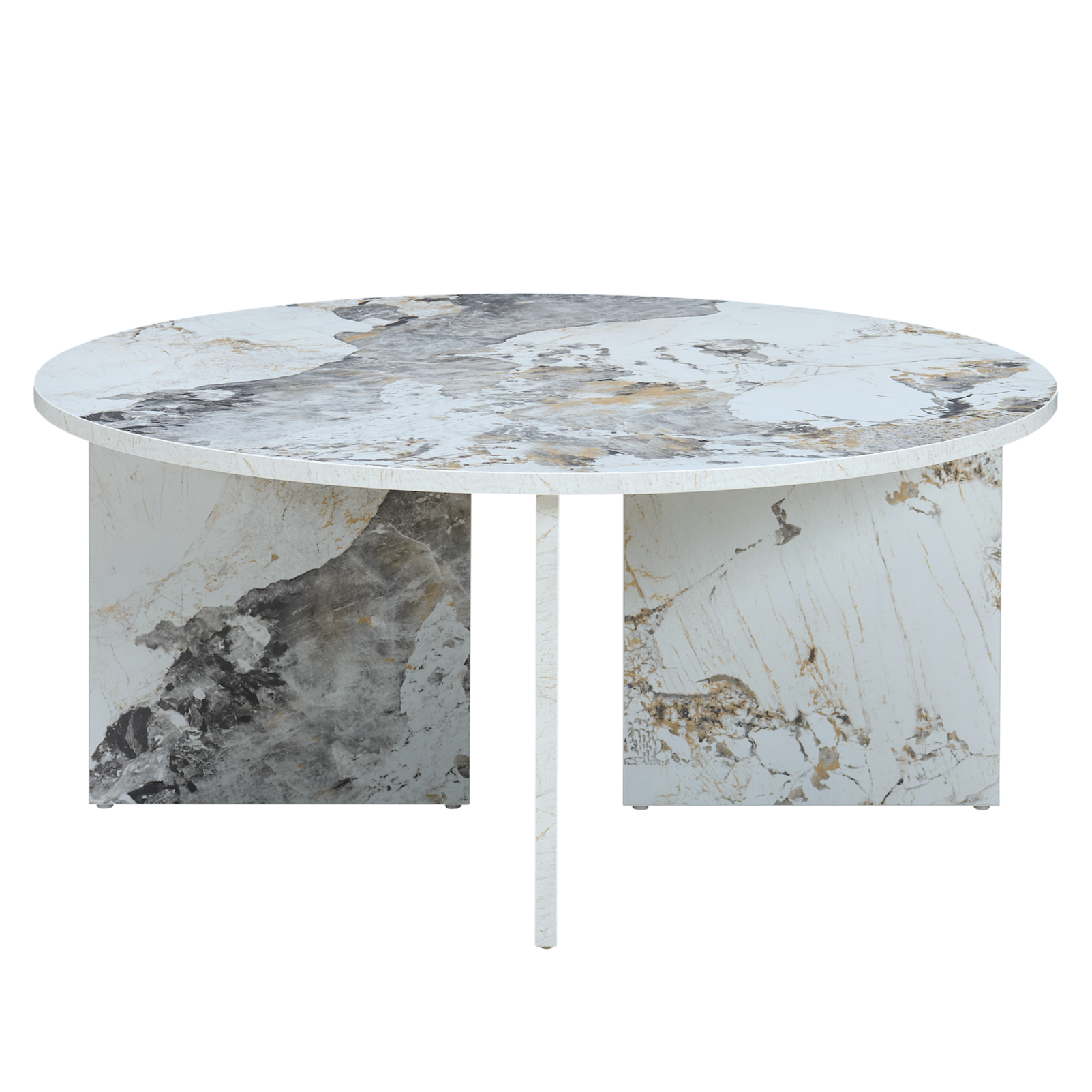 Aura White Marble Effect Round Coffee Table