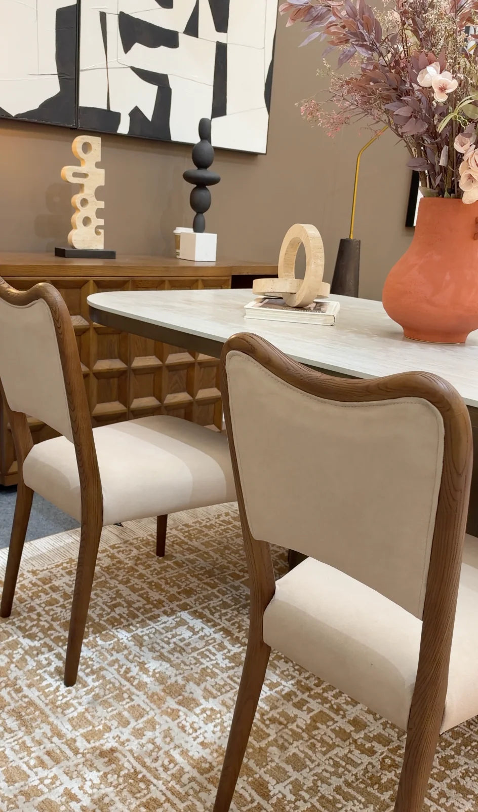 Adelaide Hopper Desert & Brushed Brown Wood Dining Chair