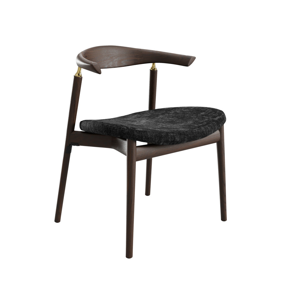 Set of 2 Seine Chocolate Velvet Tweed Dining Chairs