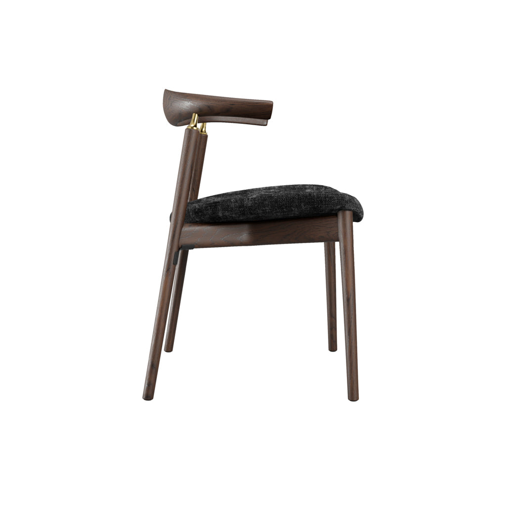 Set of 2 Seine Chocolate Velvet Tweed Dining Chairs