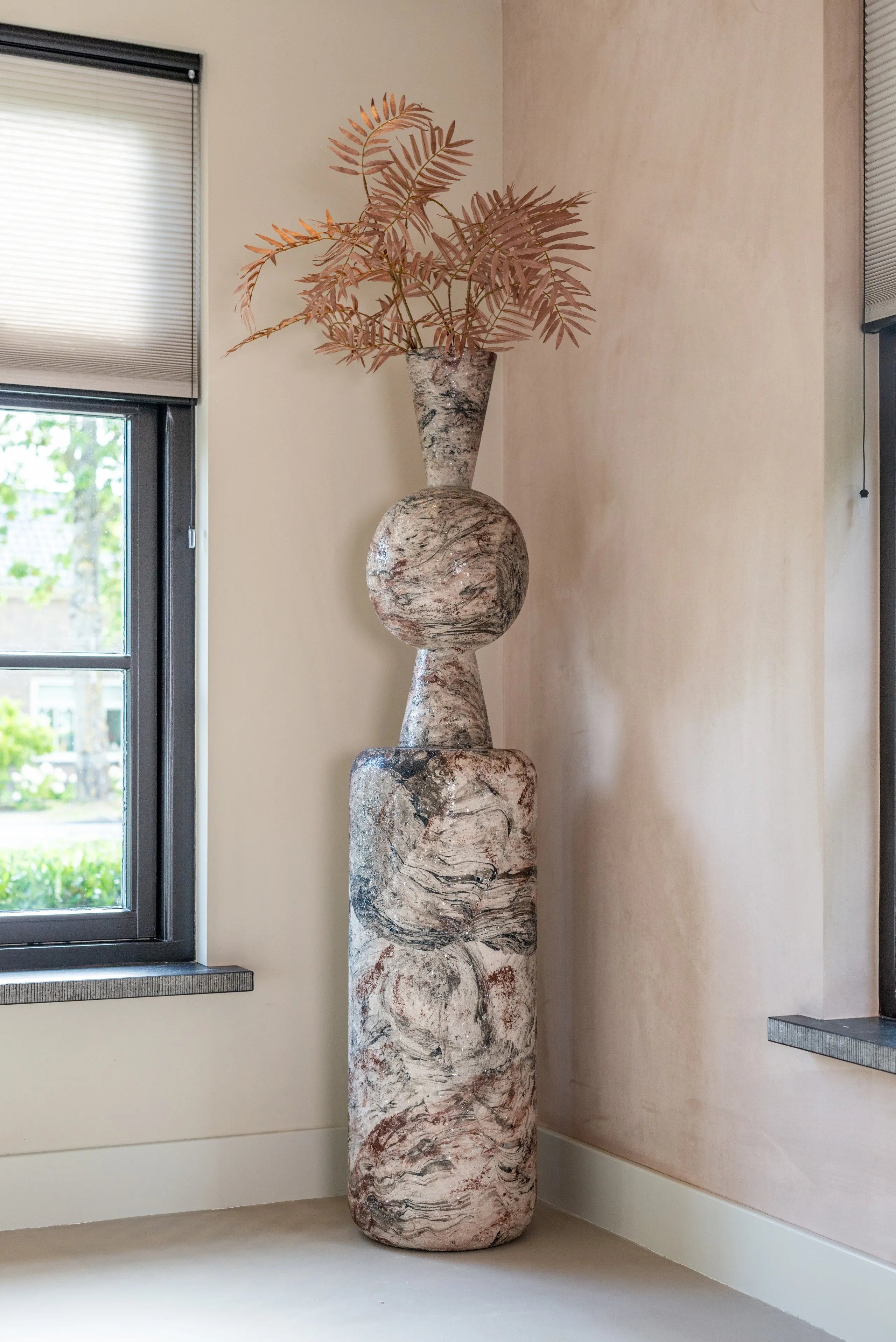 Richmond Interiors Florry Black & White Marble Effect Vase
