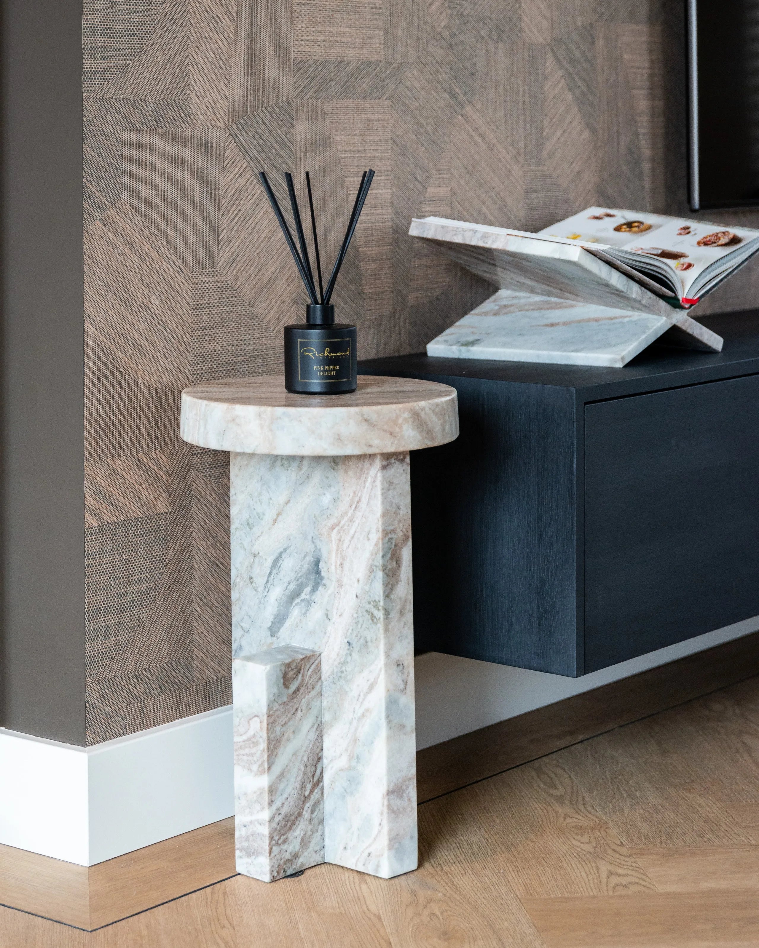 Richmond Interiors Sion Brown Marble Side Table