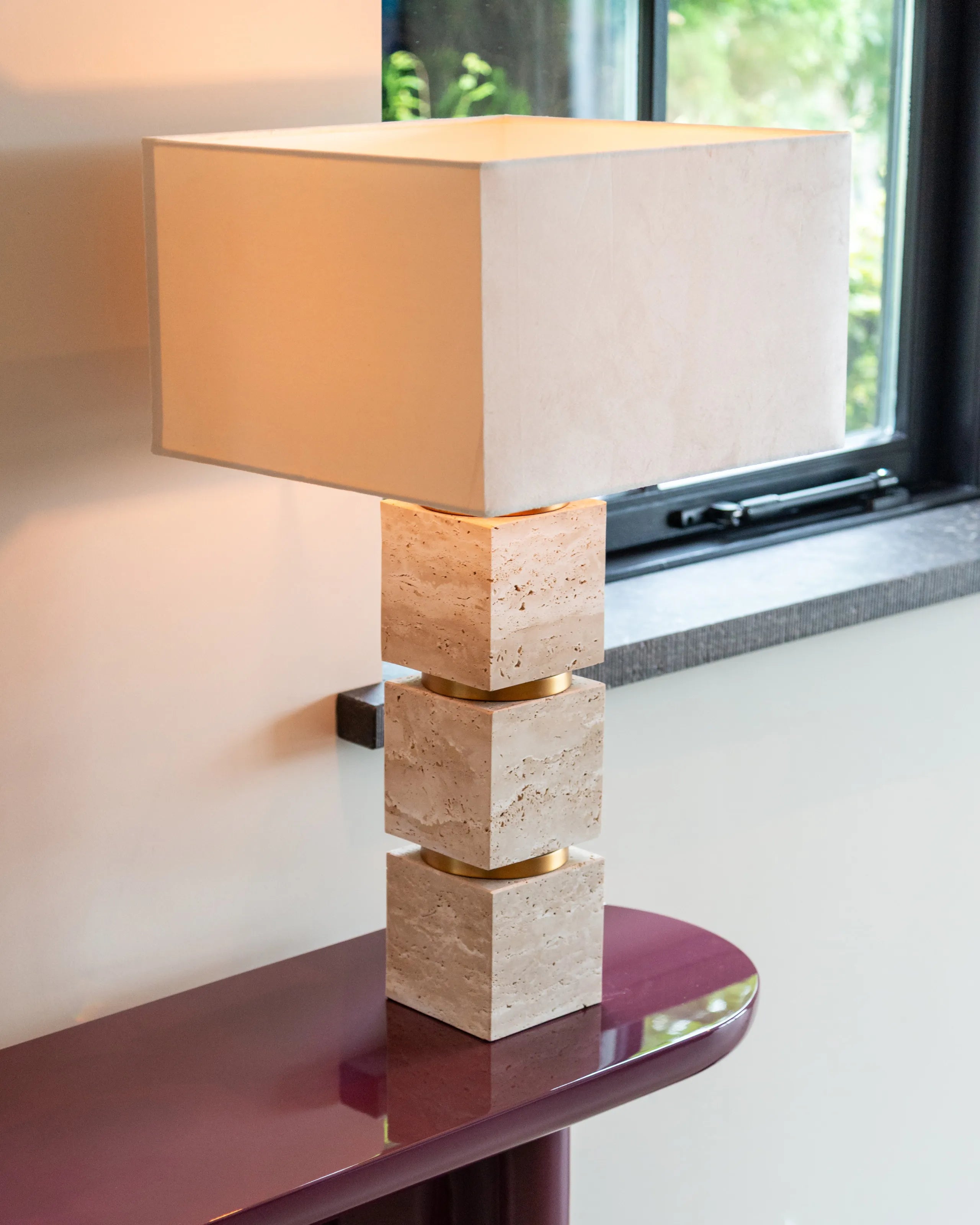 Richmond Interiors Jaella Travertine Blocks Table Lamp