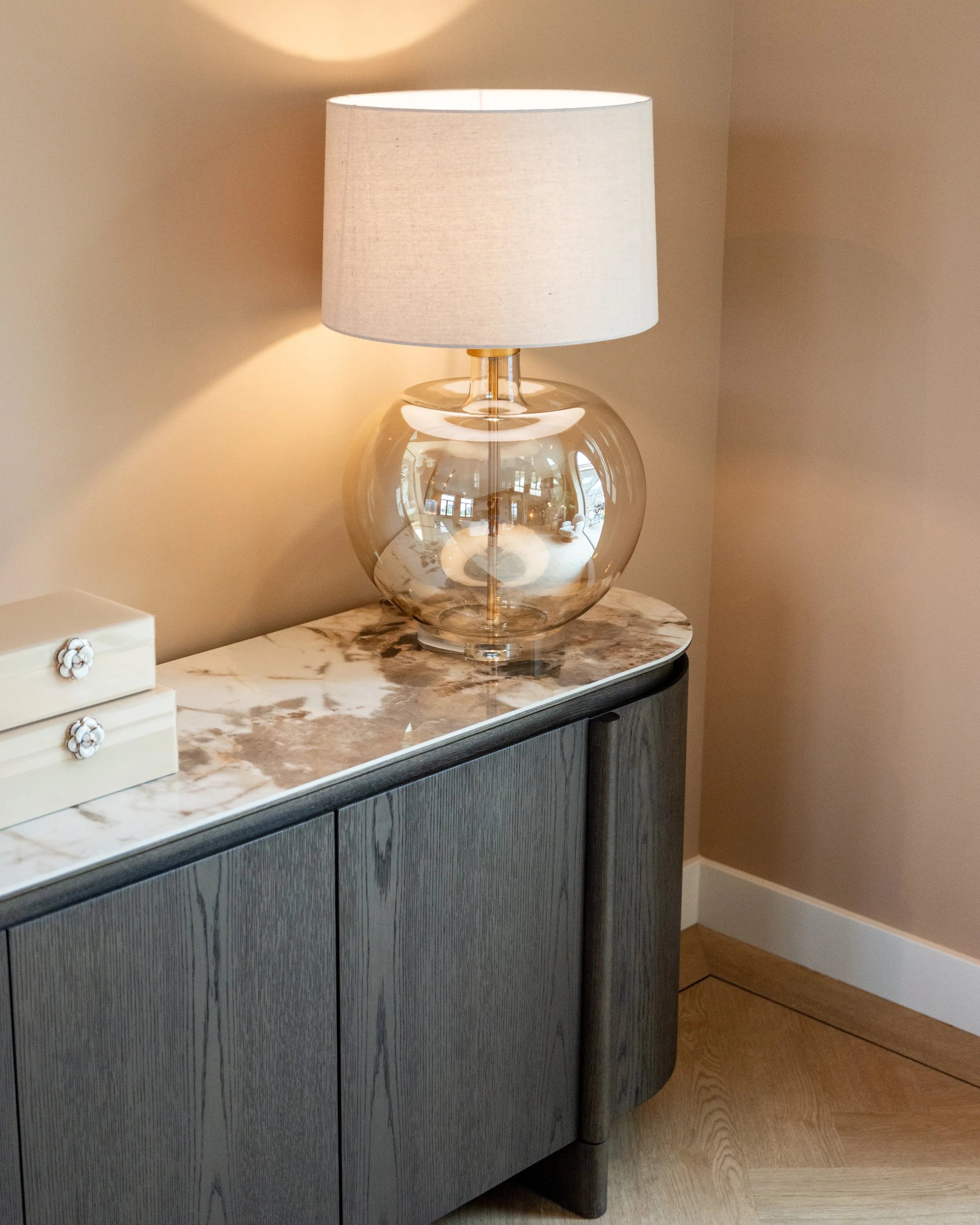 Richmond Interiors Langford Brown Oak Wood & Ceramic Top Sideboard