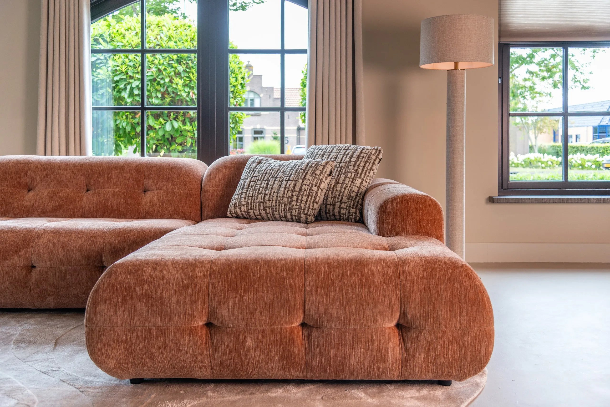 Richmond Interiors Joline Beige Chenille Floor Lamp