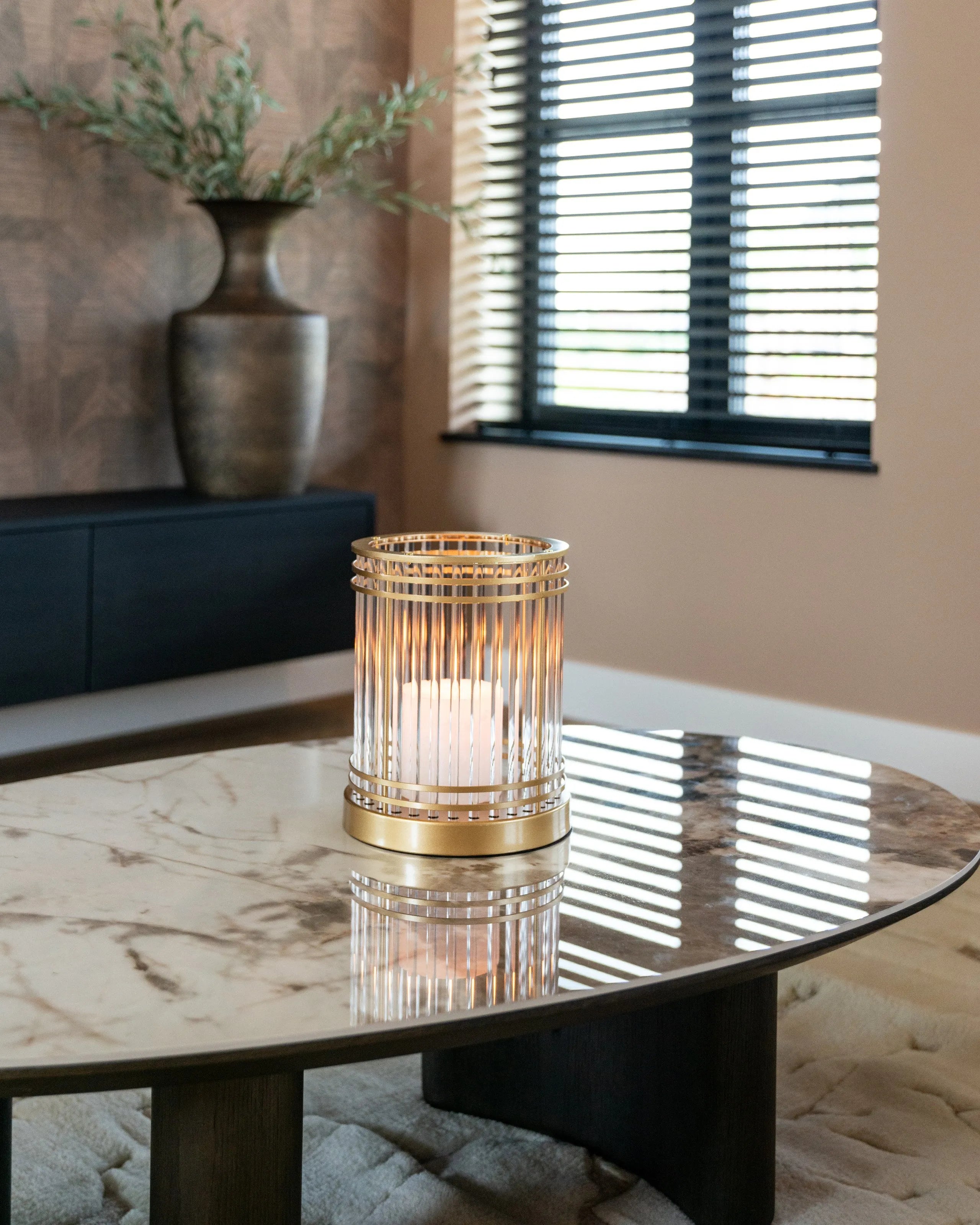 Richmond Interiors Langford Brown Oak Wood & Ceramic Top Coffee Table