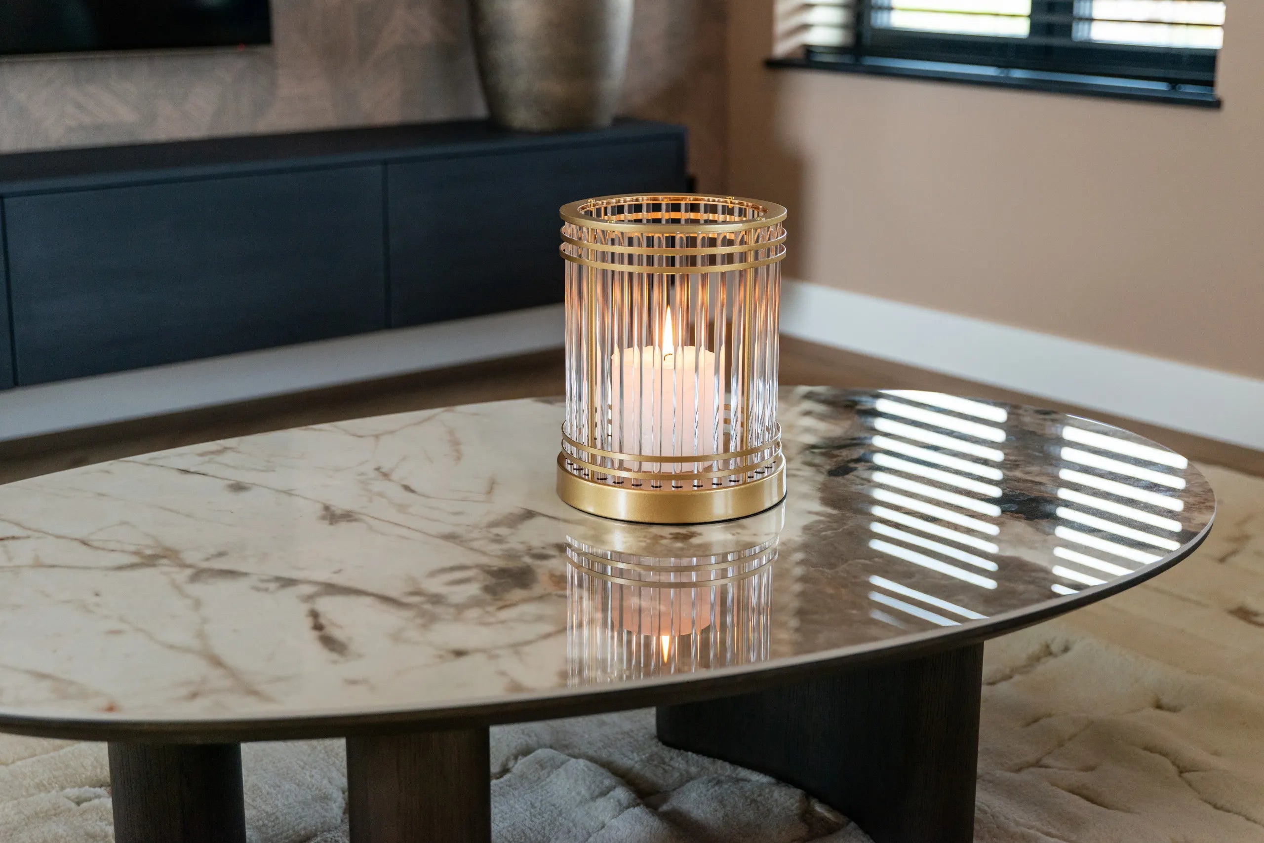 Richmond Interiors Langford Brown Oak Wood & Ceramic Top Coffee Table